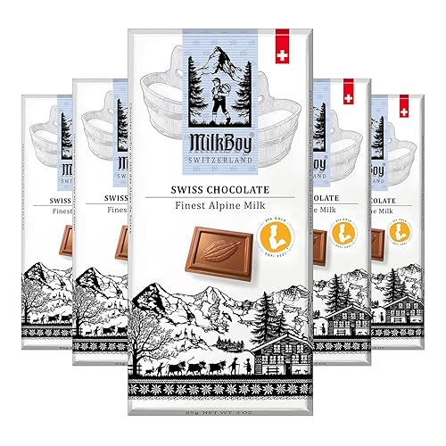 Milkboy Swiss Chocolates Chocolate Bars - Premium Swiss Alpine Milk Chocolate - Smooth European Milk Chocolates Gift - Sustainably Farmed Cocoa -