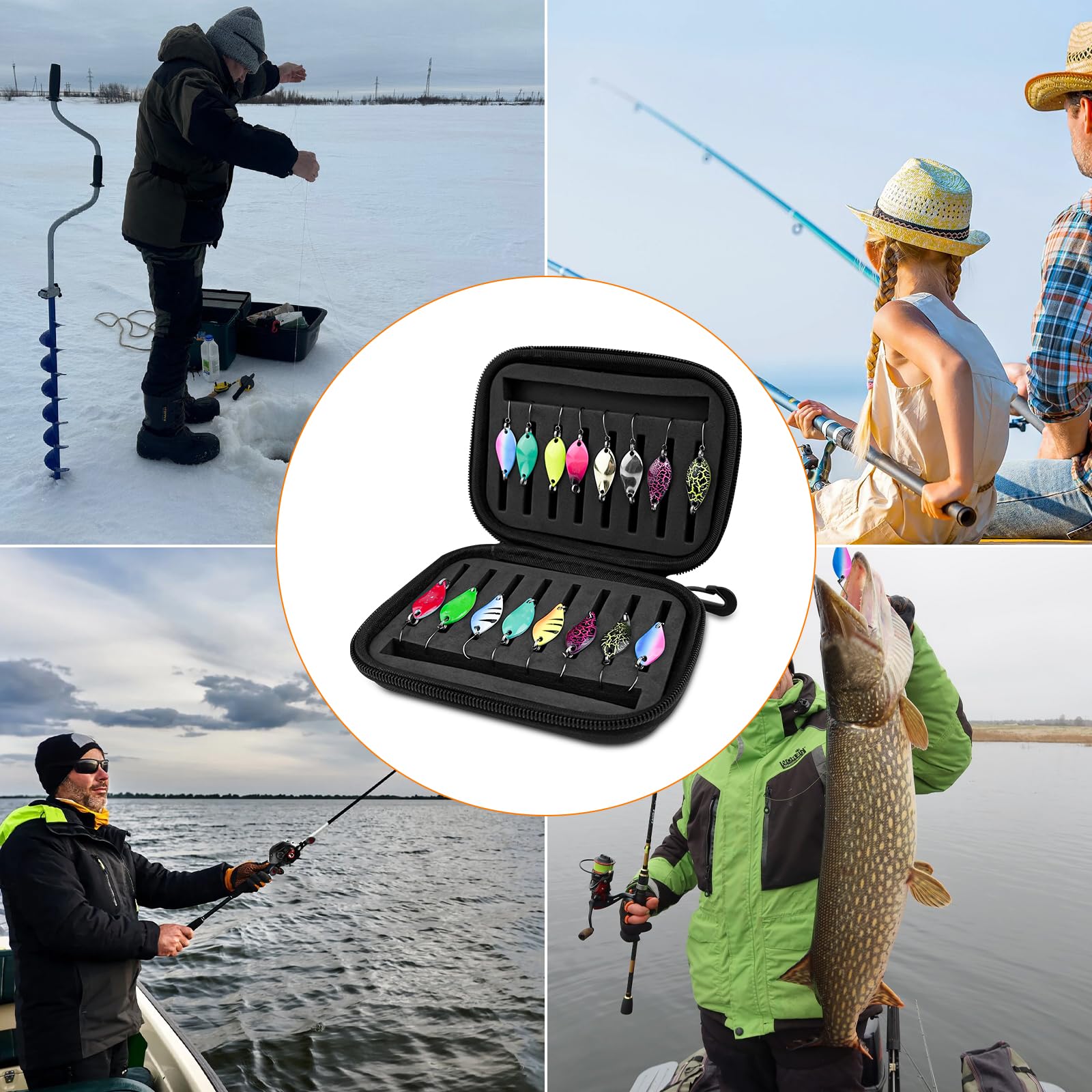 16 Pezzi Esche Artificiali Spinning, Pesca Accessori, Spoon Trout Area, Cucchiaini Pesca, Cucchiai Esca Con Scatola, per Pesce Persico, Luccioperca, Trota in Acqua Dolce e Salata, Multicolore