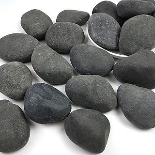 Black River Rocks for Landscaping, 3-4 Inch Premium Pebbles for Plants and Garden, Black Stones for Potted Plants, Fish Tanks, DIY Pathway and Backyard,Crafts, Walkways(40lbs Bulk)