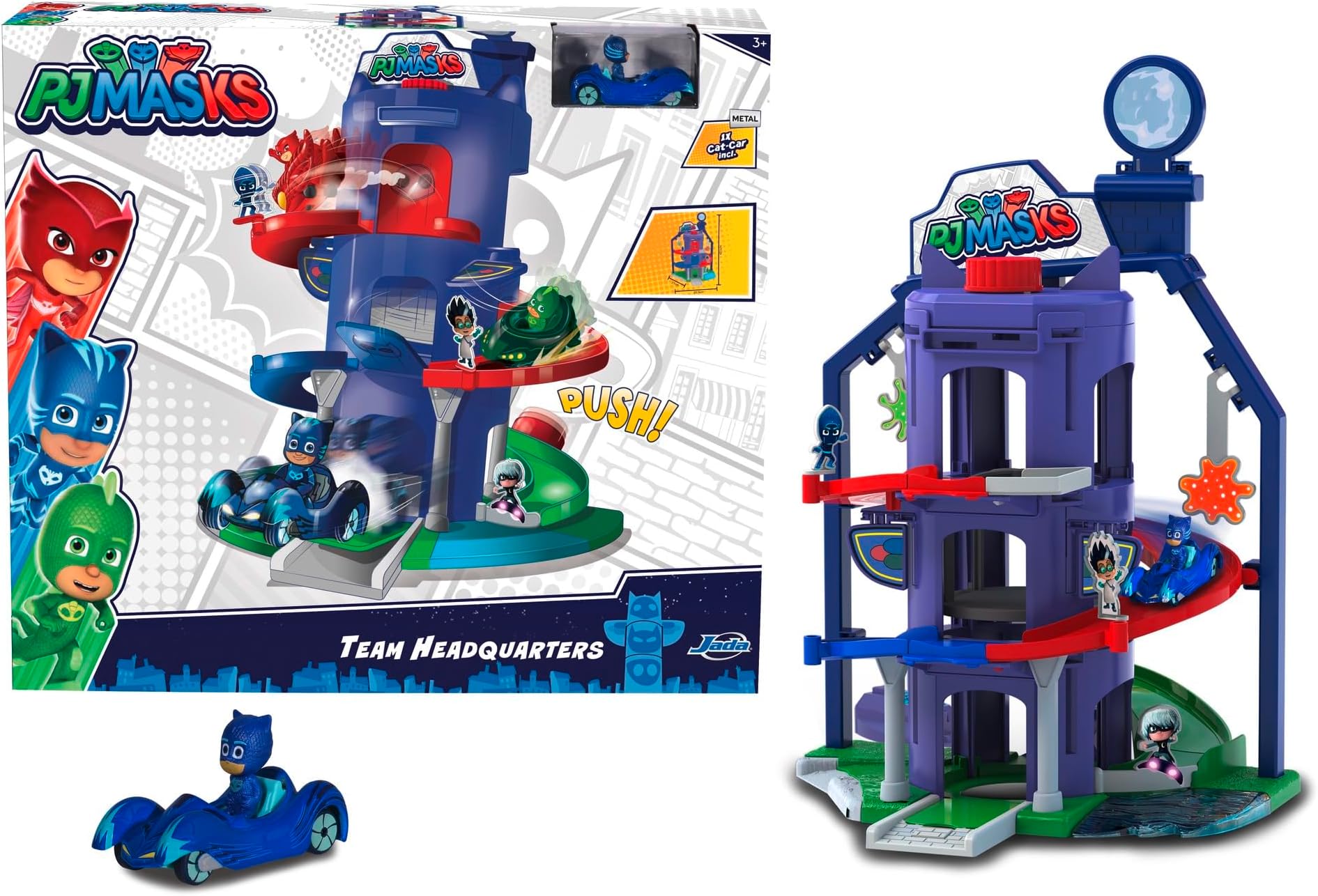 Dickie Toys PJ Masks Headquarters Playset Including Catboy in Catcar, Many Functions, Pyjama Heroes Activity Station, Age 3+