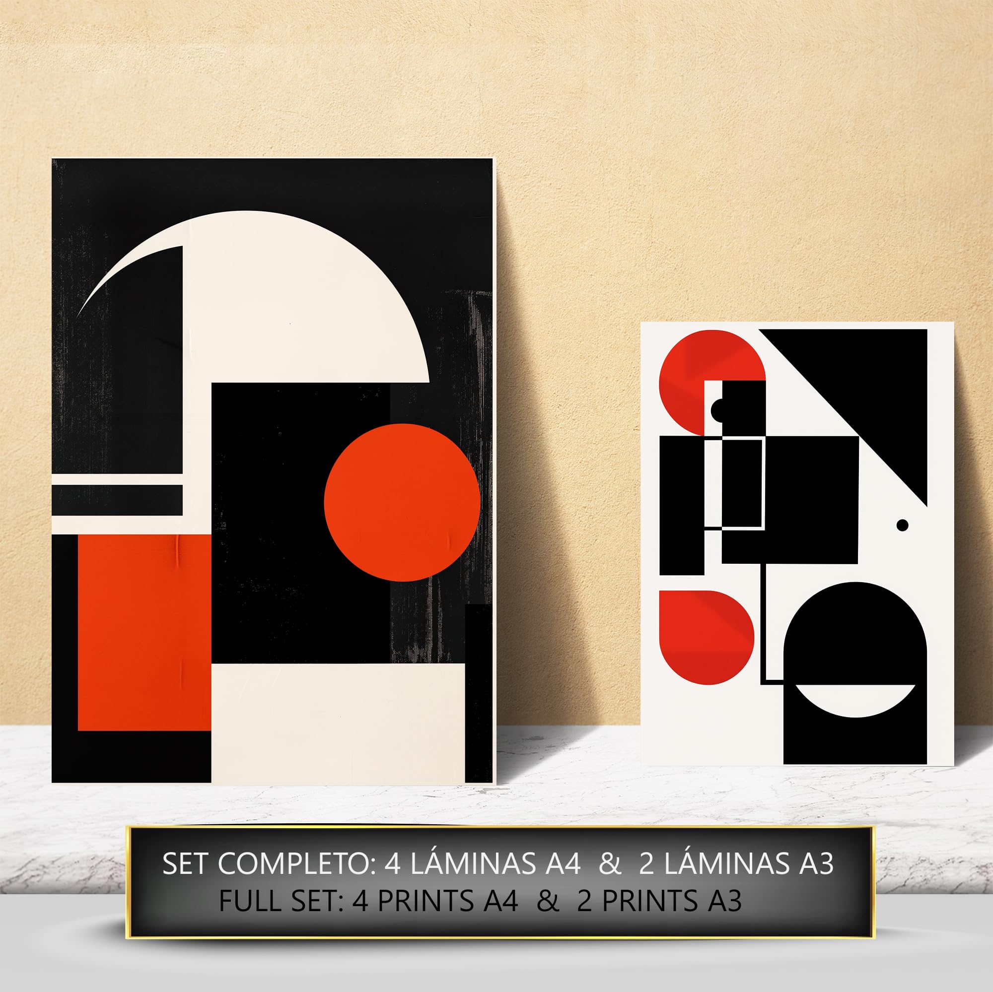 Nacnic Set of 6 Bauhaus Red Black Blue Posters with design illustration to decorate the walls of home. Rooms, office, shop - Image 3