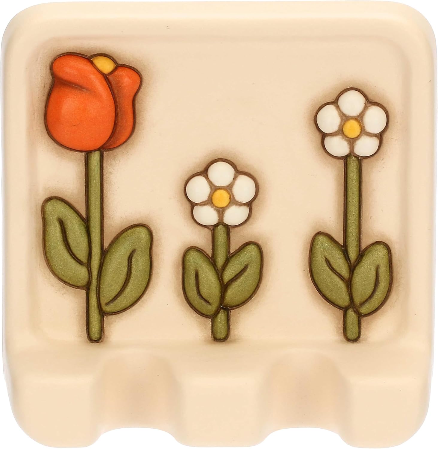 THUN, Happy Country Collection Triple Ceramic Ladle Rest Ideal for Your Kitchen, 14 x 14 x 5 cm