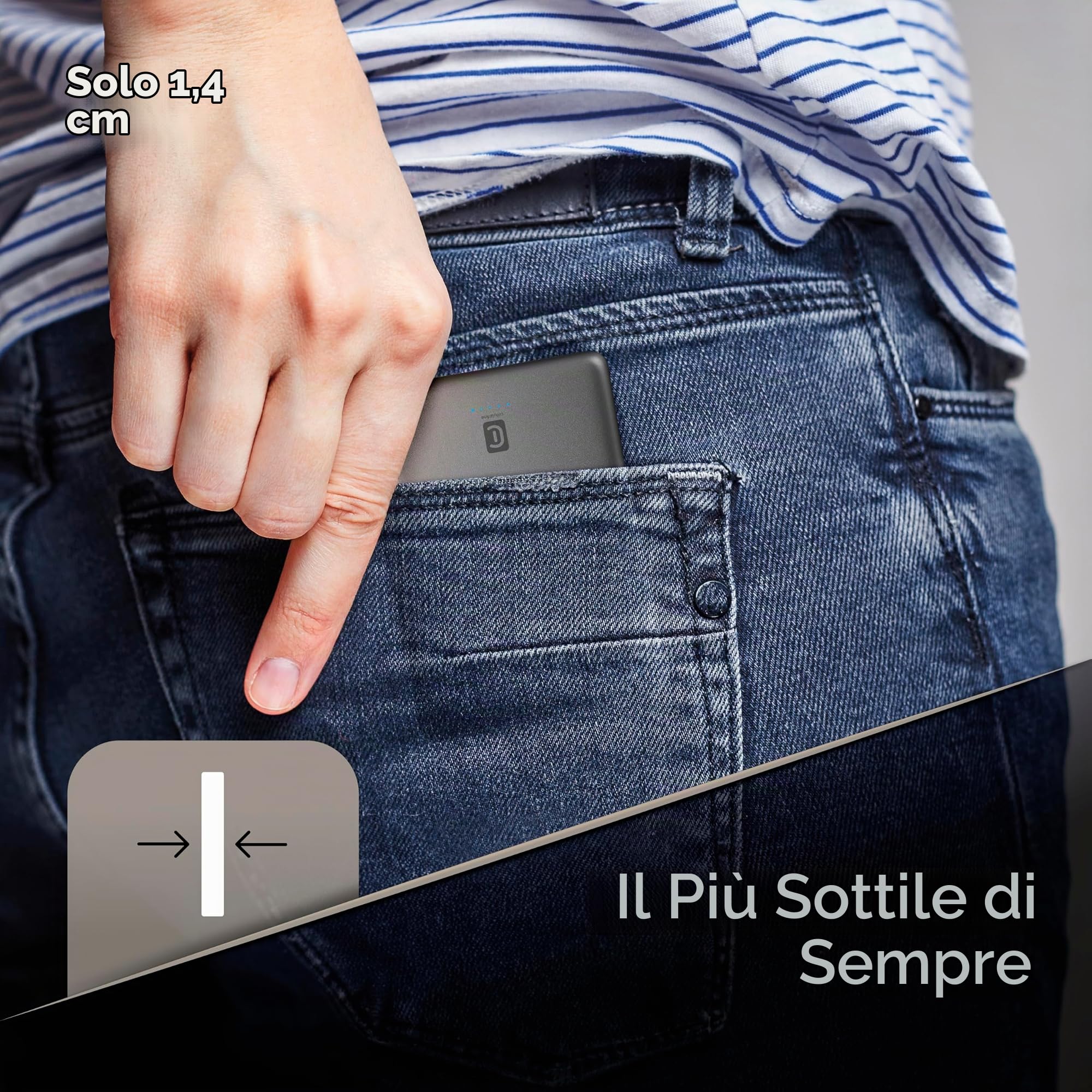 Cellularline - Powerbank MAG LITE 10000 - Caricabatterie portatile Wireless da 10000mAh - Tecnologia Mag Safe - Carica wireless 7.5W - Grigio