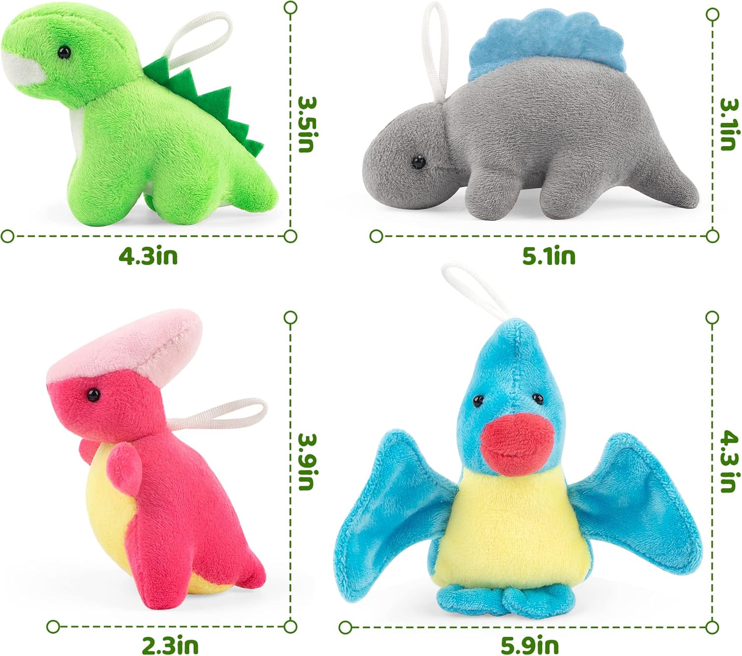 Mocoosy Small Dinosaur Plush Stuffed Animal Set, 12 Pack Mini Soft Dino Figures Bulk for Kids Dinosaur Party Favors, Plushies Kit Goodie Bag Fillers, Toddler Boys Girls Carnival Prizes