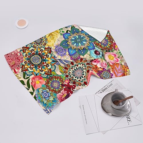 Miniatura 5 de Juego de 2 toallas de cocina florales bohemias, toallas de cocina coloridas para cocina, toalla de mano suave y absorbente para barra de té, para