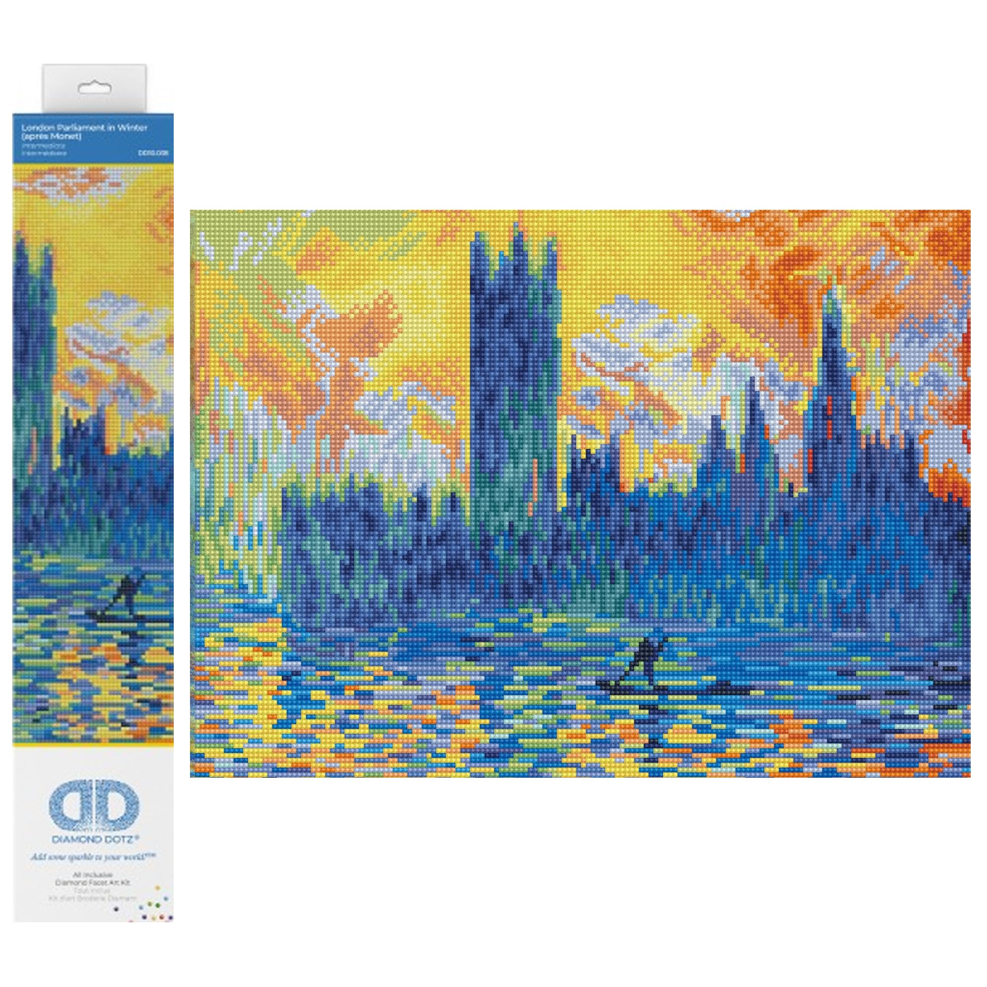Diamond Dotz Painting Kit, Intermediate, DD10 Intermedio, London Parliament In Winter (AprèS Monet), 46 X 41 Cm-image