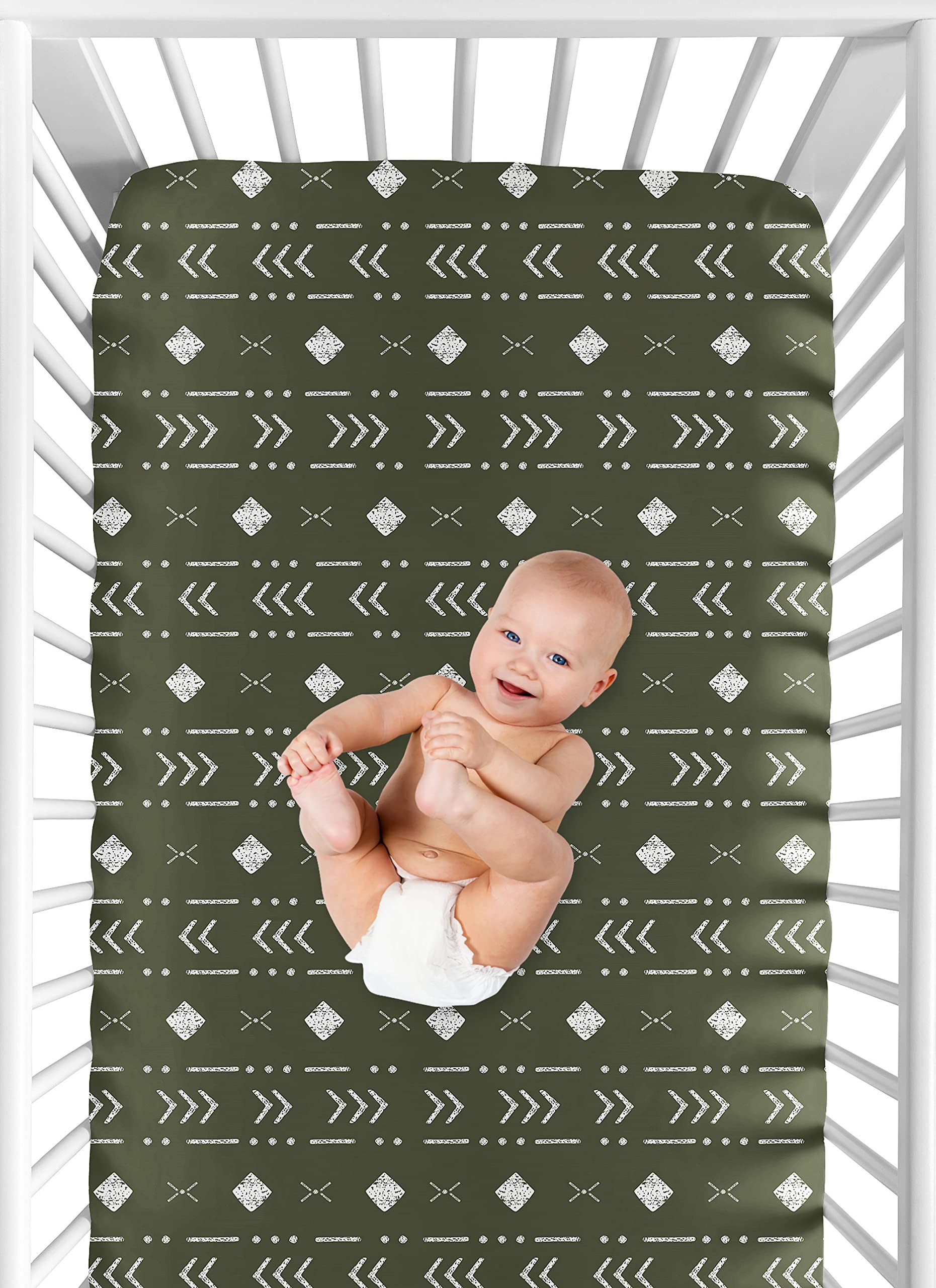 Crib Skirt Chevron Sweet Jojo Designs Boho Crib Skirt Hunter