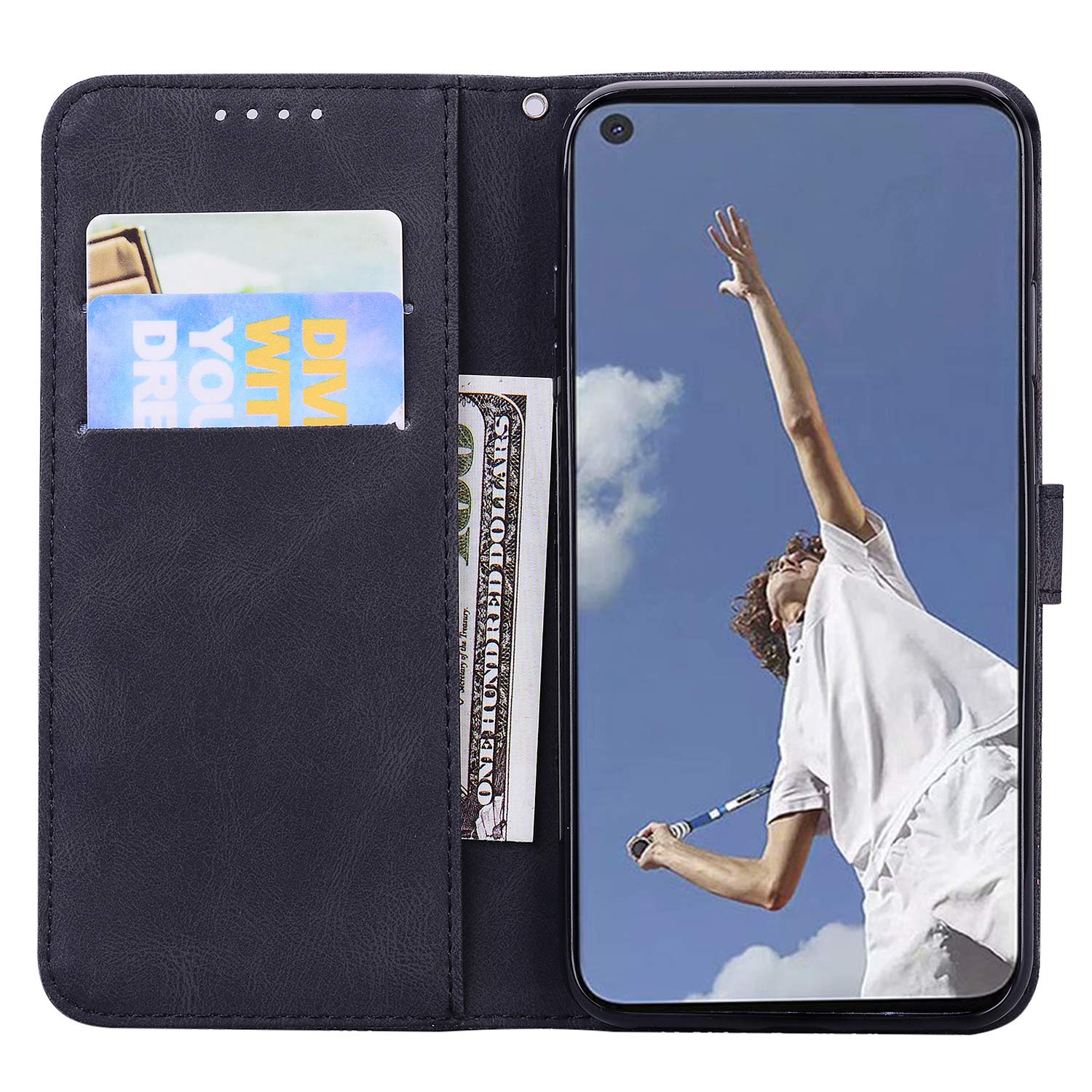 QiongniAN Cover per Oppo A72 2020,Custodia per Oppo A92 2020,Custodia in Pelle Custodia per Oppo A52 2020 CPH2061 CPH2069 PDAM10 / A72 2020 CPH2067 / A92 2020 CPH2059 Custodia Cover Case Black
