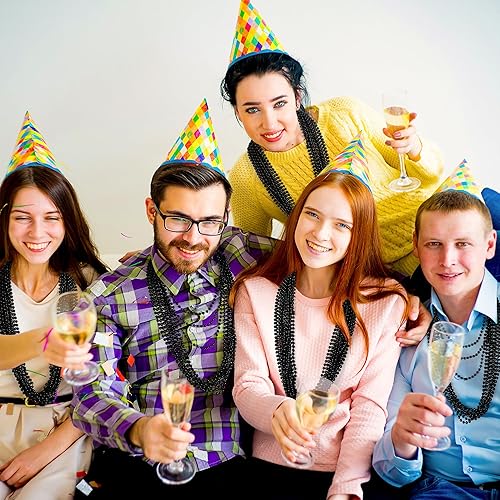 Miniatura 6 de 120 piezas de accesorios de Mardi Gras, collar de cuentas de 33 pulgadas, cuentas de Mardi Gras, collar de cuentas negras, cuentas a granel para