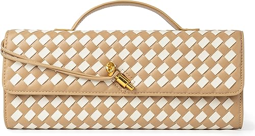 Miniatura 18 de Joryin Bolso tejido para mujer, bolso de mano de cuero tejido, bolso cruzado, bolso formal de noche, cuero vegano Cuero Tejido Negro,Cuero tejido