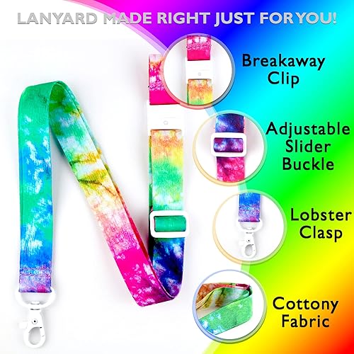 Vista 2 de EASTEX Llavero con cordón de teñido anudado, llavero de arcoíris para llaves, insignias 1 cordón de teñido anudado