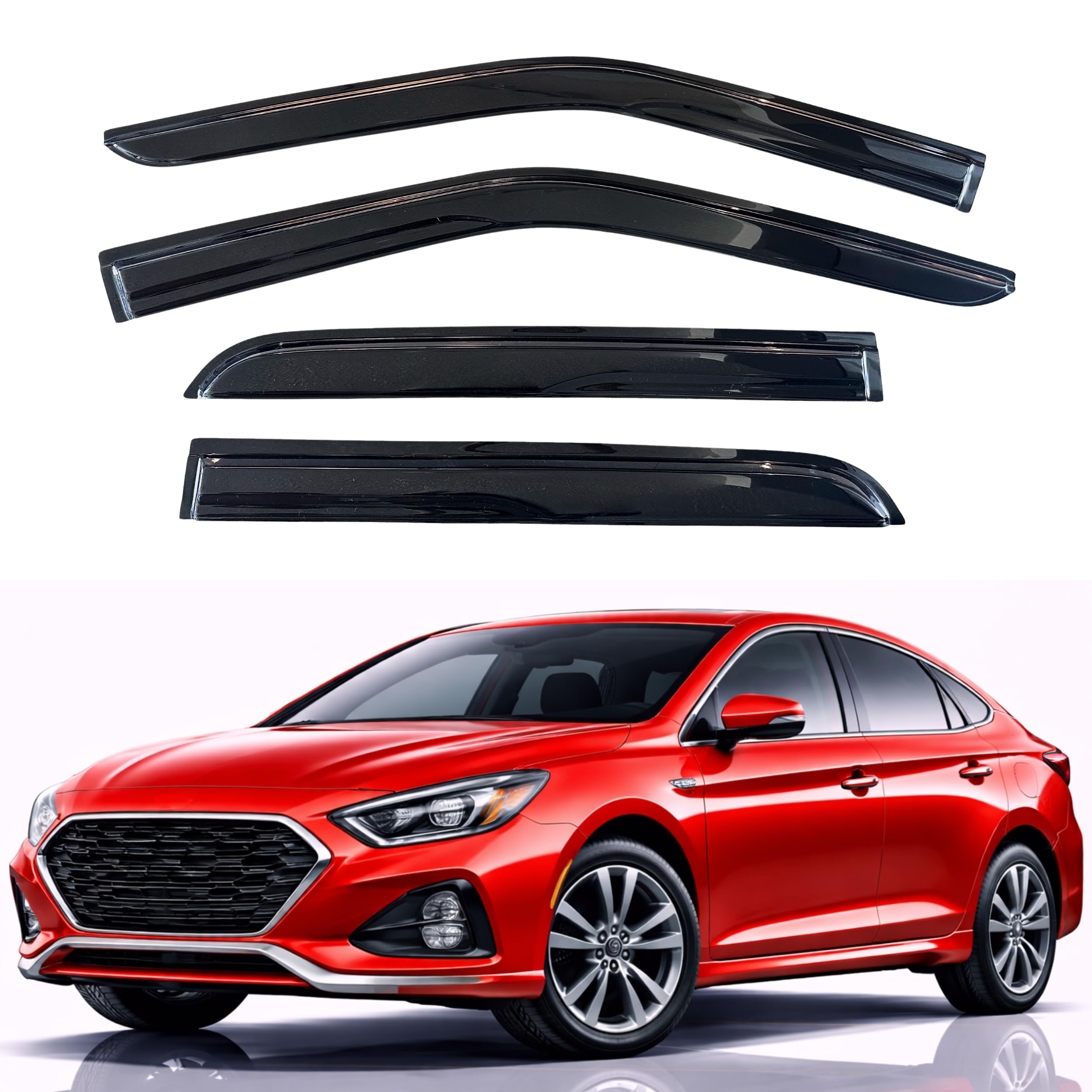 KPY Rain Guards Fit for 2015-2019 Hyundai Sonata, Out-Channel Window Visors Vent Wind Deflectors 4PC, Car Accessories for 15-19 Sonata