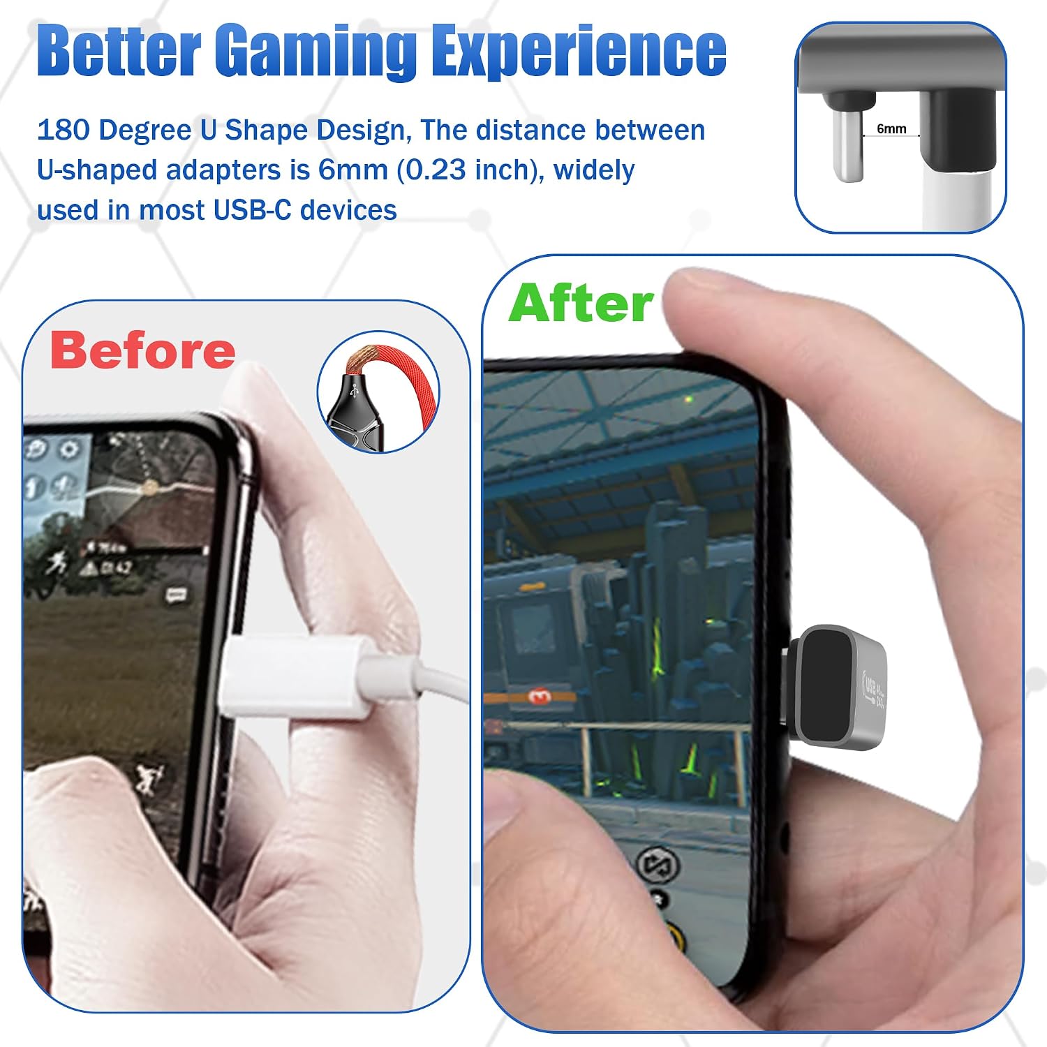 U Shape USB C Adapter 2-Pack, 180 Degree Angle USB4 USB C Male to Female Extender Connector Support PD 3.1 240W Type C Fast Charging,40Gbps,8K HD Display, for iPhone 17/16 Series, MacBook Pro, iPad