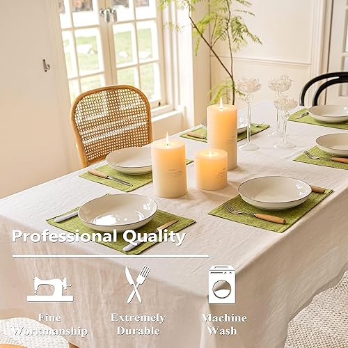 Vista 49 de Home Brilliant Juego de 4 manteles individuales de lino azul, resistentes al calor, manteles individuales para mesa de comedor, manteles Índigo