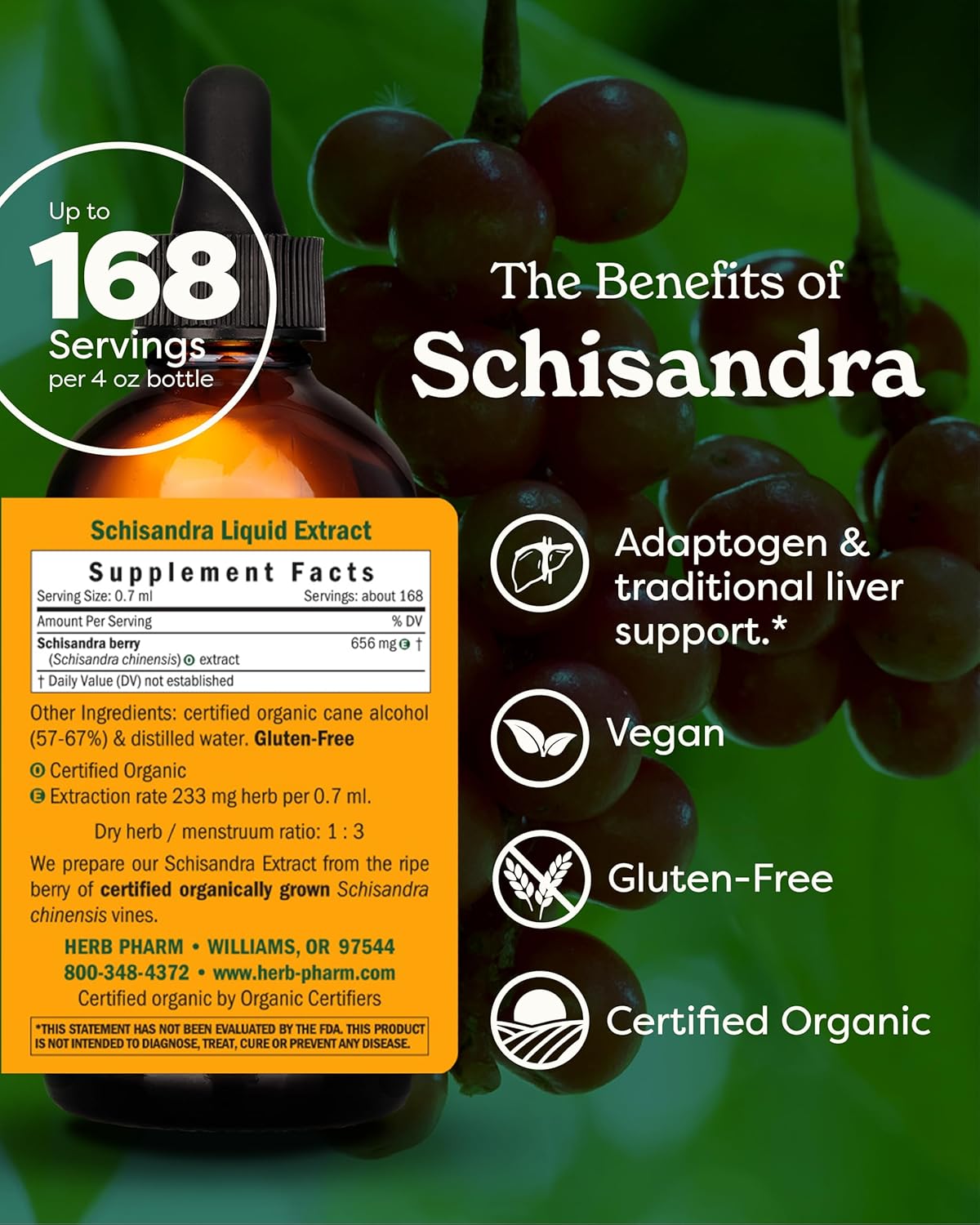 Herb Pharm Certified Organic Schisandra Berry Liquid Extract - 4 Ounce - Image 2
