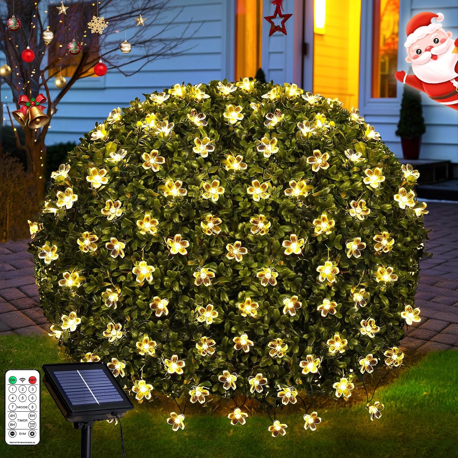 JMEXSUSS Solar Net Lights with Flower Outdoor Waterproof