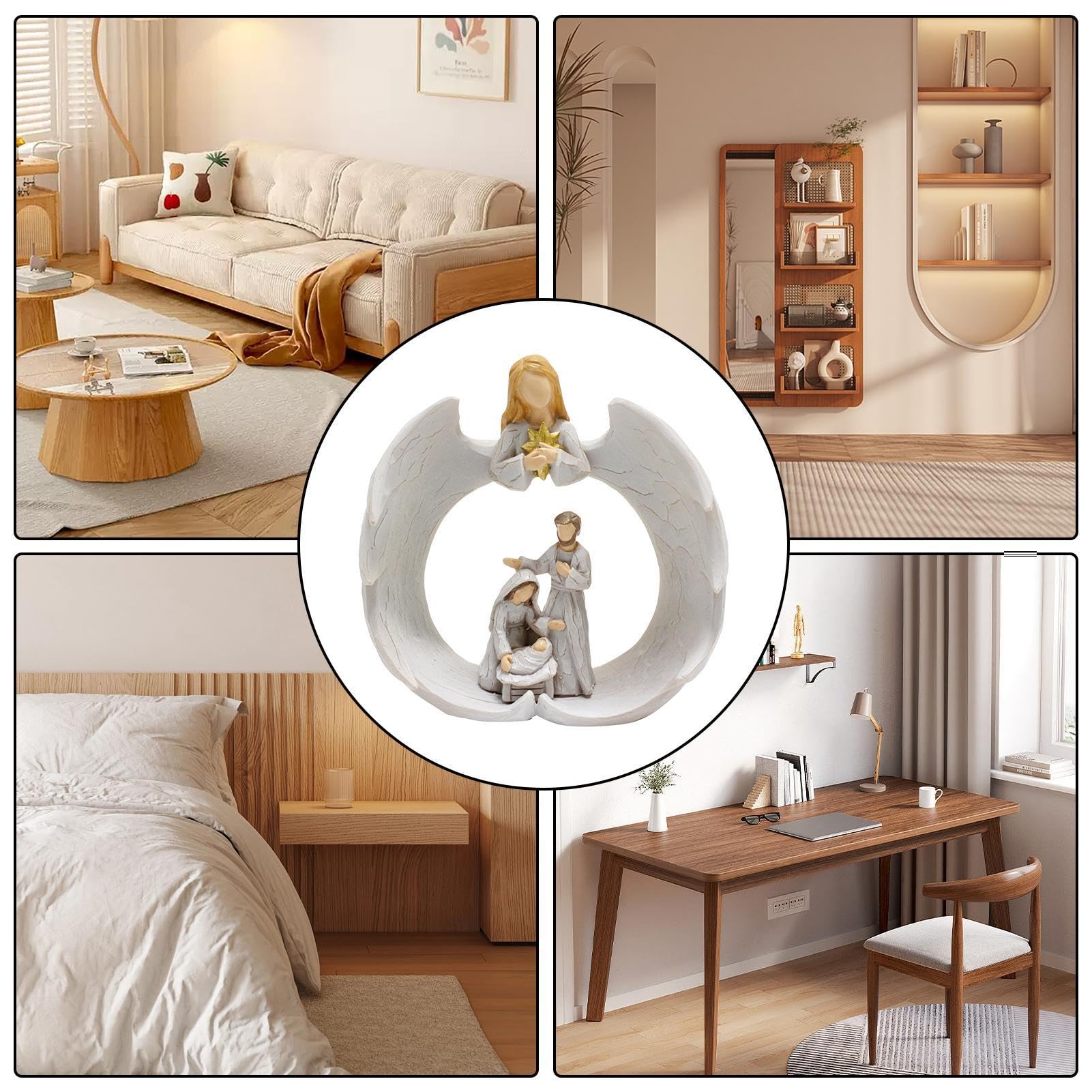 Nativity Scene Figurines - Angel Holy Family Statue, Christmas Nativity Decor | Religious Family Figurine, Seasonal Home Accent, Decorative Christmas Nativity, Outdoor Nativity Scene Set for Holiday