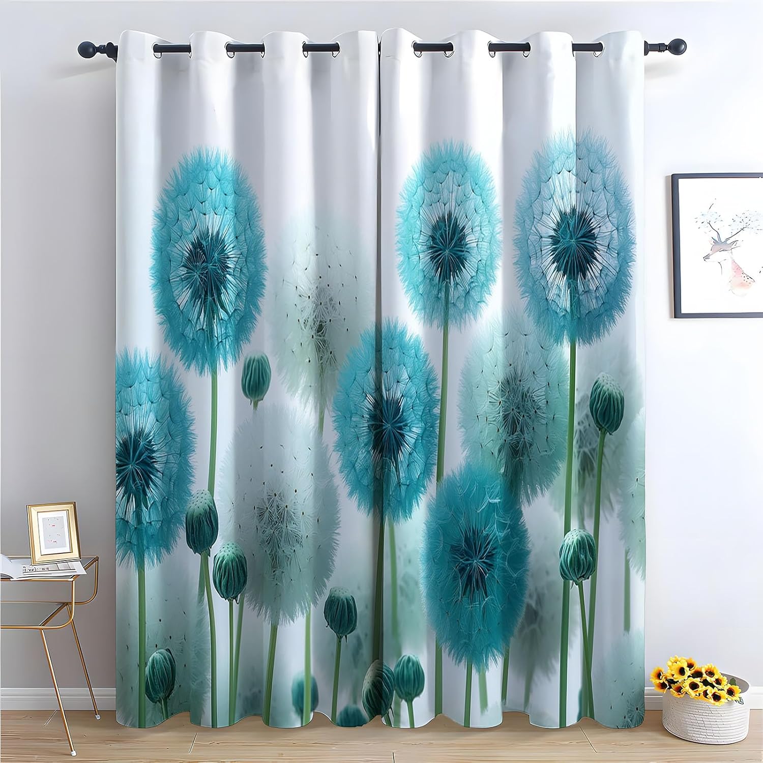 Landscape Curtains for Bedroom Blackout Sea Theme Print Window Drapes Decor for Living Room Bedroom Nursery, 2 Panels(Grey 29)-52"x72"x2