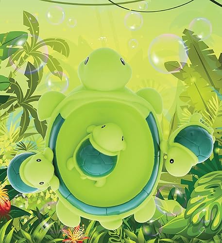 Miniatura 7 de DolliBu Juego de 4 juguetes de baño de animales de la familia de tortugas de mar verde juguetes de baño para niños para la hora del baño Piscina