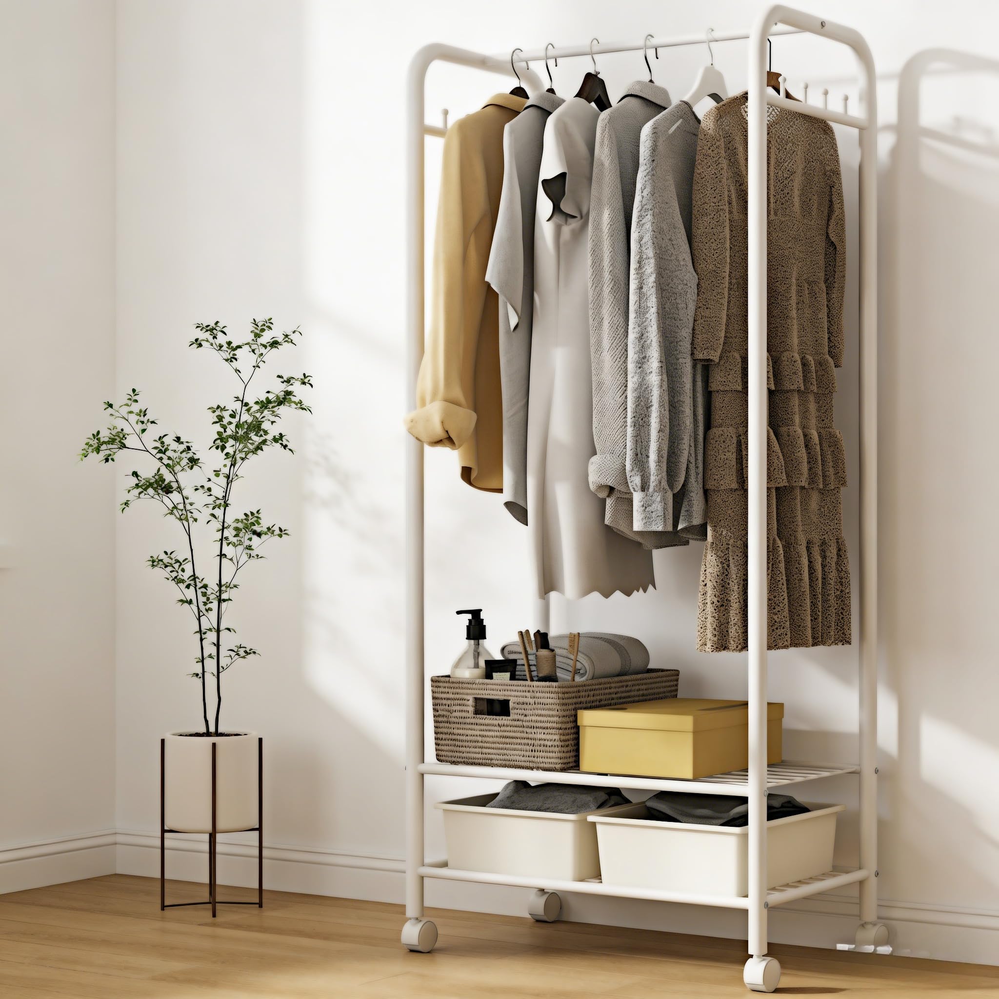 Amazon｜UNHO ハンガーラック 2段 洋服ラック 耐荷重40kg 頑丈