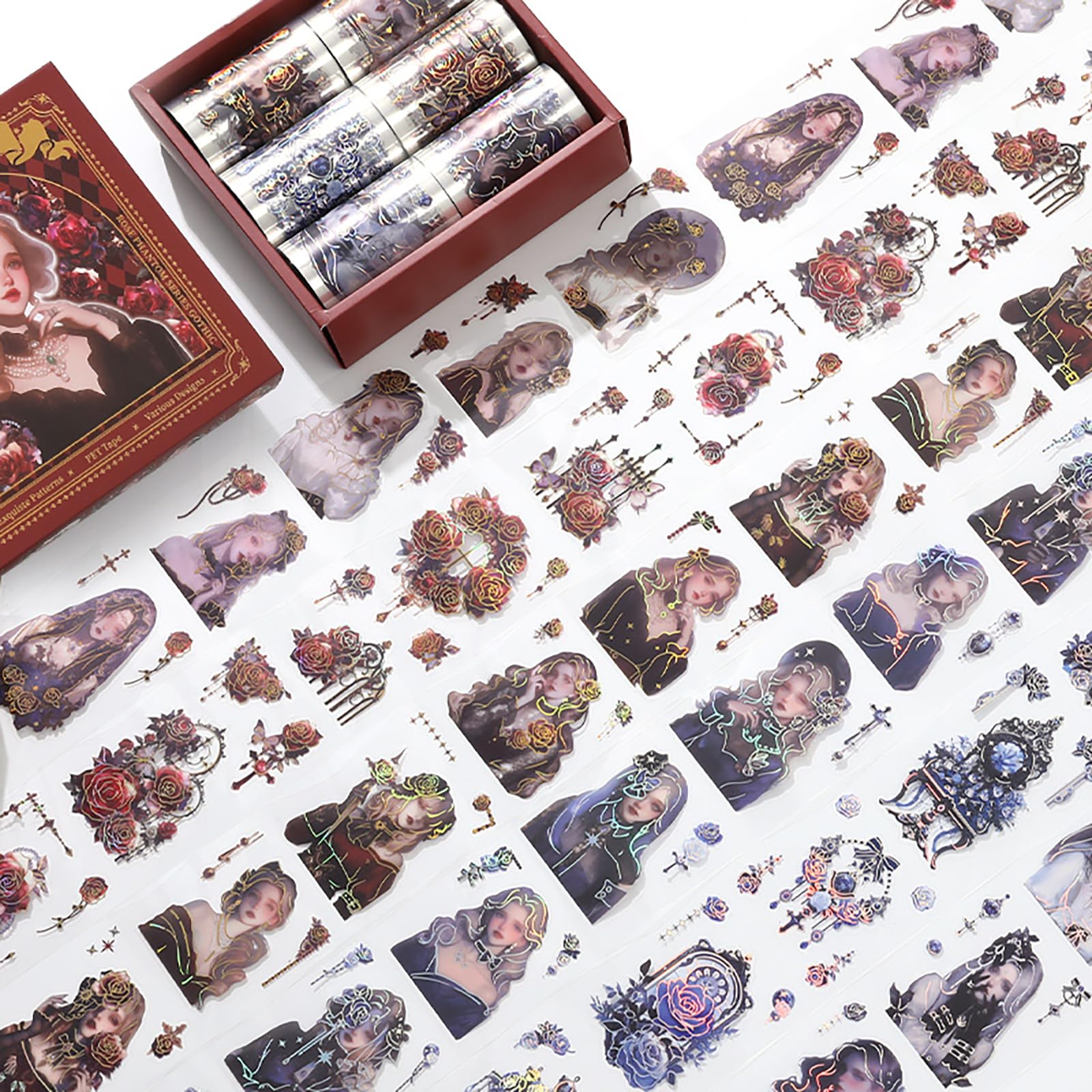 Amazon.com: Auguro 6 Rolls PET Tapes Pre-Cut Washi Tape Stickers