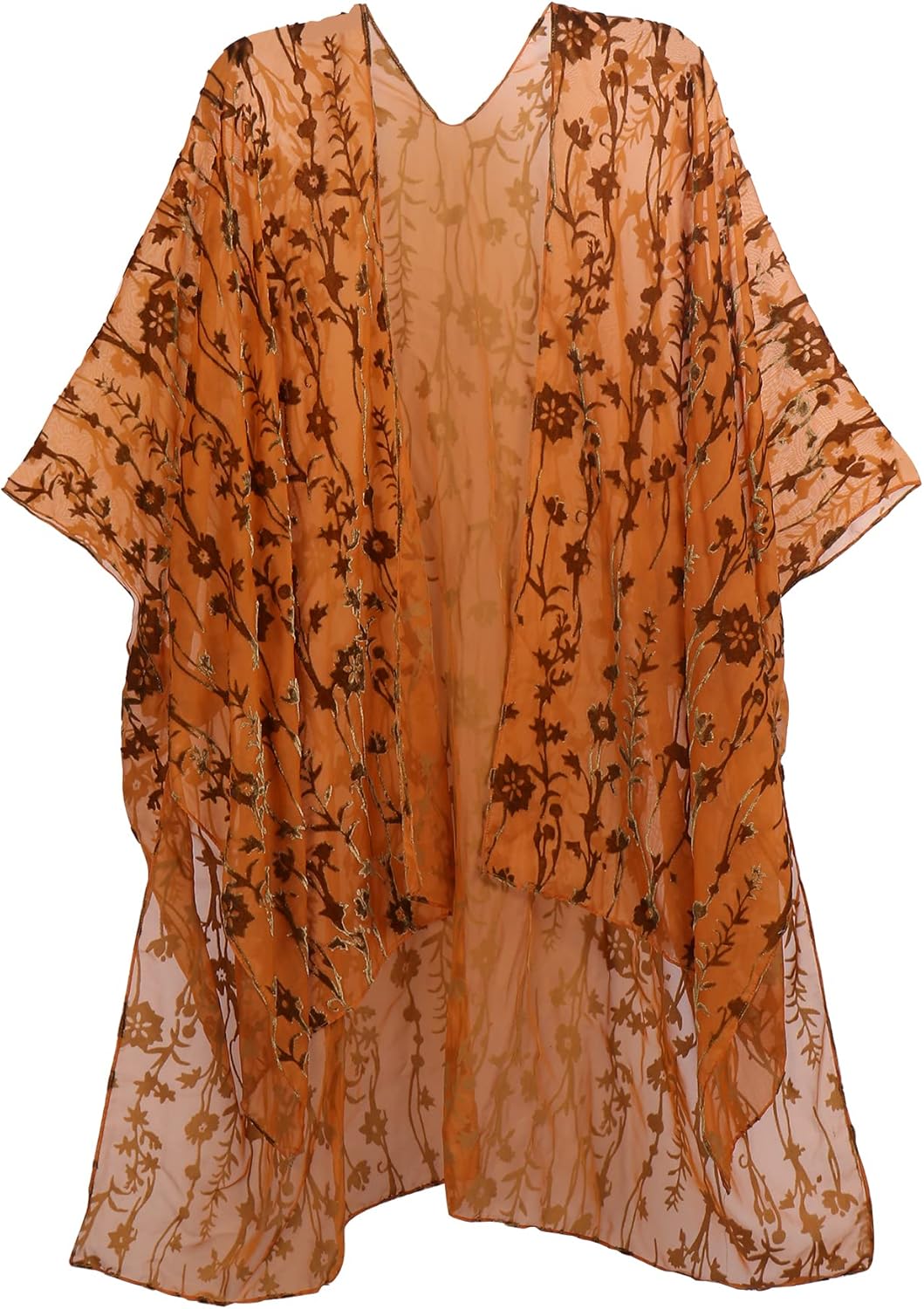 Women's Coverups Burnt-Out Velvet Cardigan Casual Outfit Long Cover Up Velvet Kimono