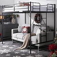VINGLI Full Size Metal Loft Bed for Kids Teens Adults - Heavy Duty 440lbs Black Frame, Space-Saving 55" Clearance