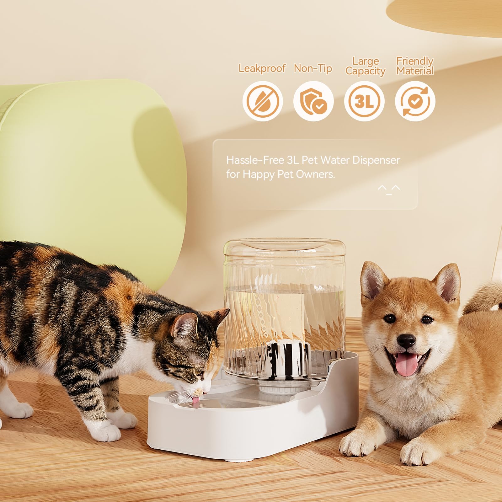JUNSPOW Automatischer Katzen-Wasserspender, Hund Wassernapfspender Einstellbare Wasserspender, Auto Pet Waterer für Katzen und Hunde(Schüssel Nicht enthalten)