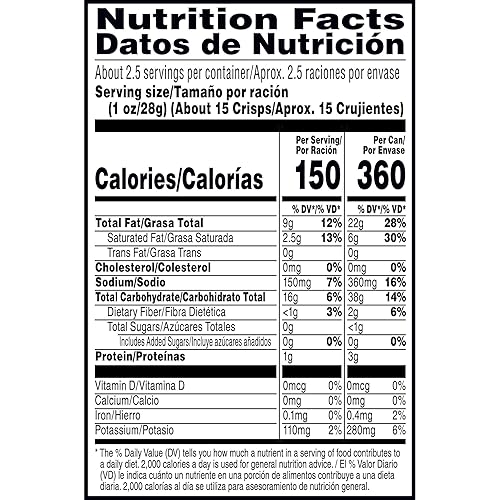 Miniatura 9 de Pringles - Botana de papas fritas sabor a barbacoa Grab and Go lata de 25 onzas paquete de 12