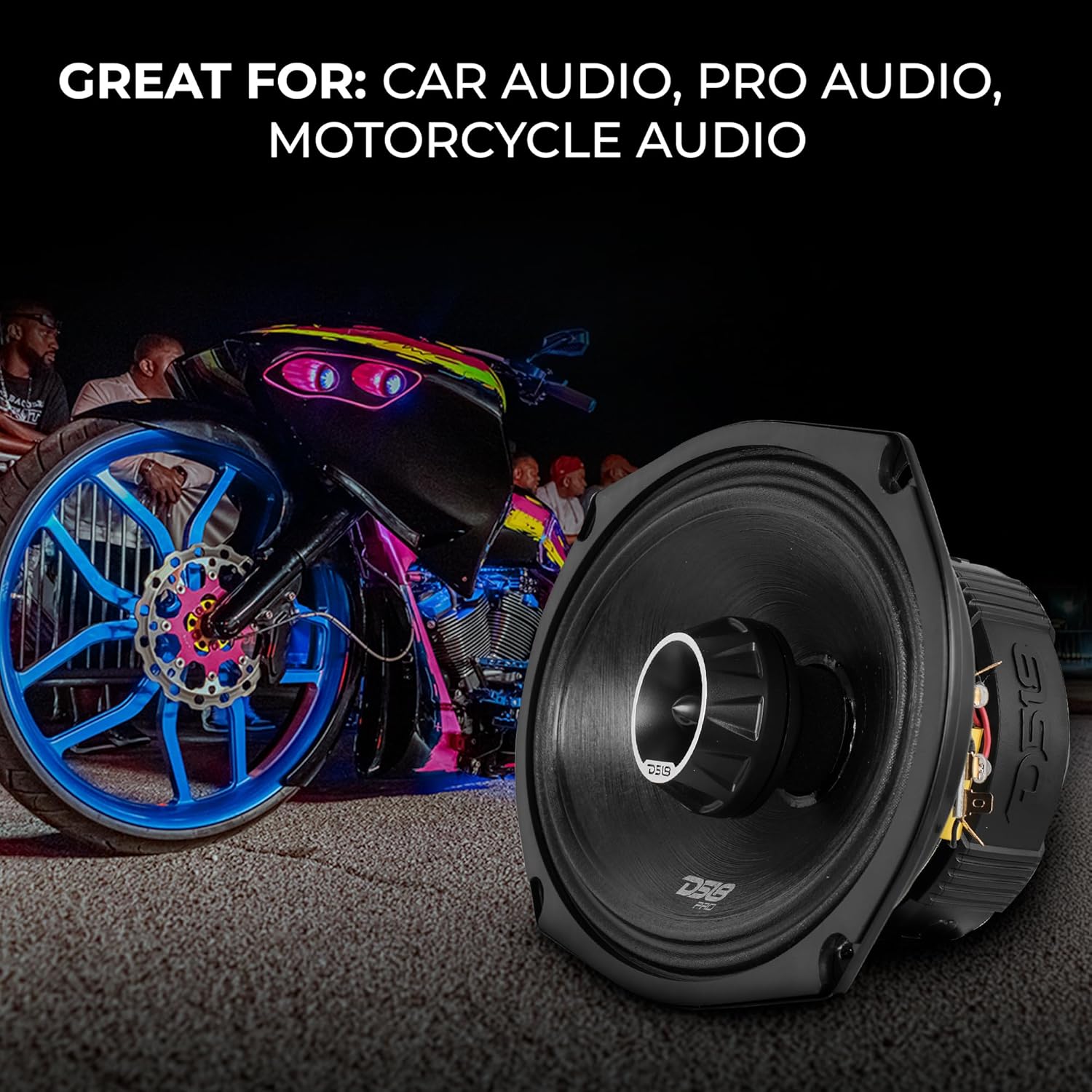 DS18 PRO-ZT Pro Audio Coaxial Midrange Speakers with Built-in Bullet Tweeter, 4-Ohms, Water Resistant - Black Metal Mesh Grill Included (1 Speaker) (6x9 inches)