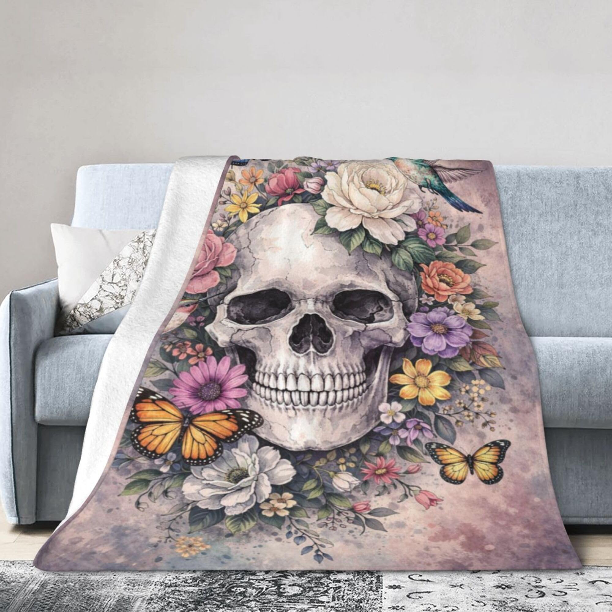 Skull Blanket Skull Throw Blanket Super Soft Cozy Plush Fluffy Fuzzy Fleece Blankets Gifts for Girls Women Boys Kids Adults 40"X50"