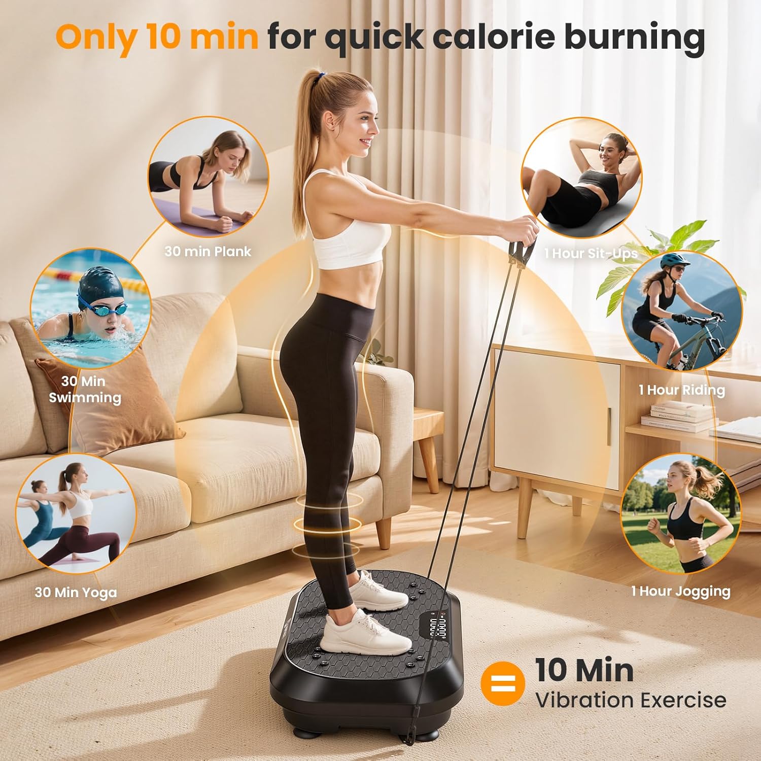 Vibration Plate Exercise Machine, Vibrating Plate for Lymphatic Drainage Weight Loss with 200 Power Motor, Shake Plate with 120 Adjustable Speeds, Whole Body Vibration Platform Machines for Women Men - Image 4