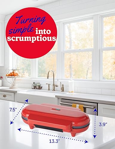 Miniatura 7 de Betty Crocker Mini máquina de gofres múltiple, aparato de cocina de 1200 W para el hogar y la cocina, hace 3 gofres a la vez, revestimiento