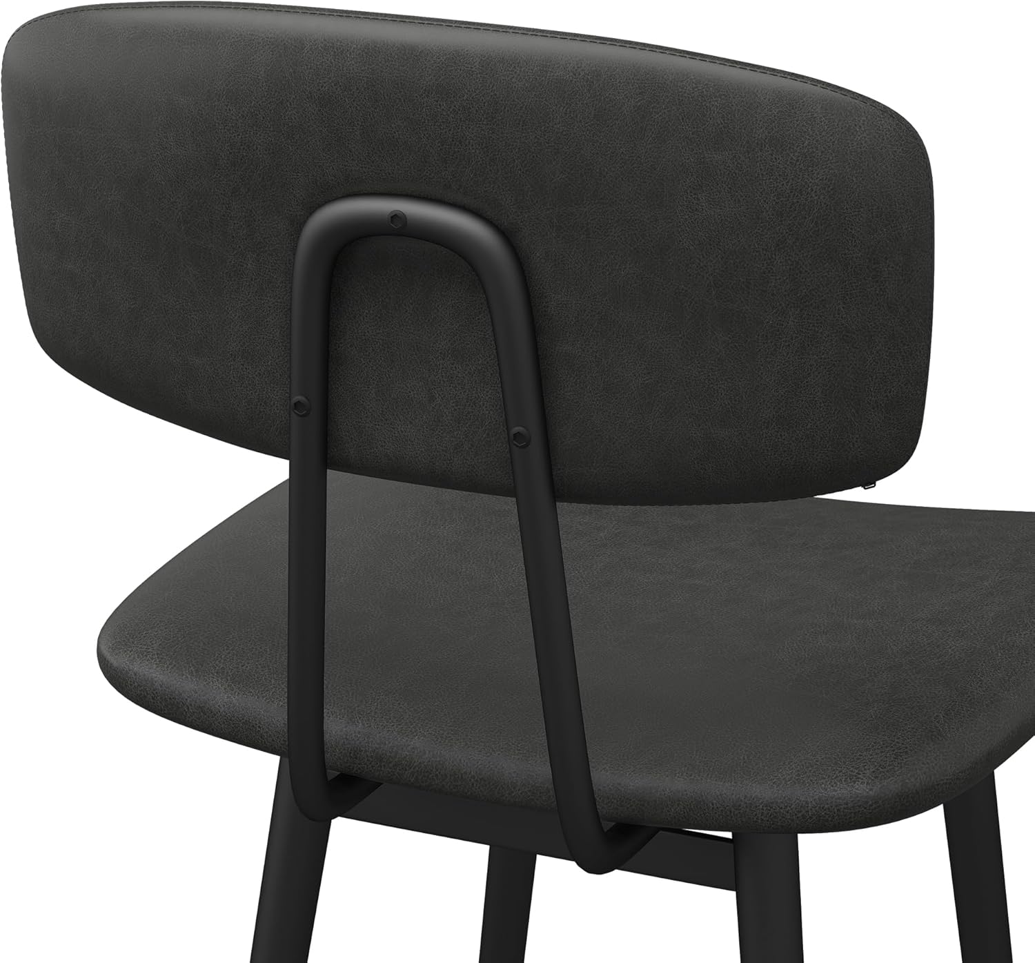 Vipbear Counter Height Bar Stools Set of 2, 25.6" H Counter Stools Modern Faux Leather Barstools with Back and Metal Leg, Bar Chairs for Kitchen lsland, Dining Room, Dark Grey