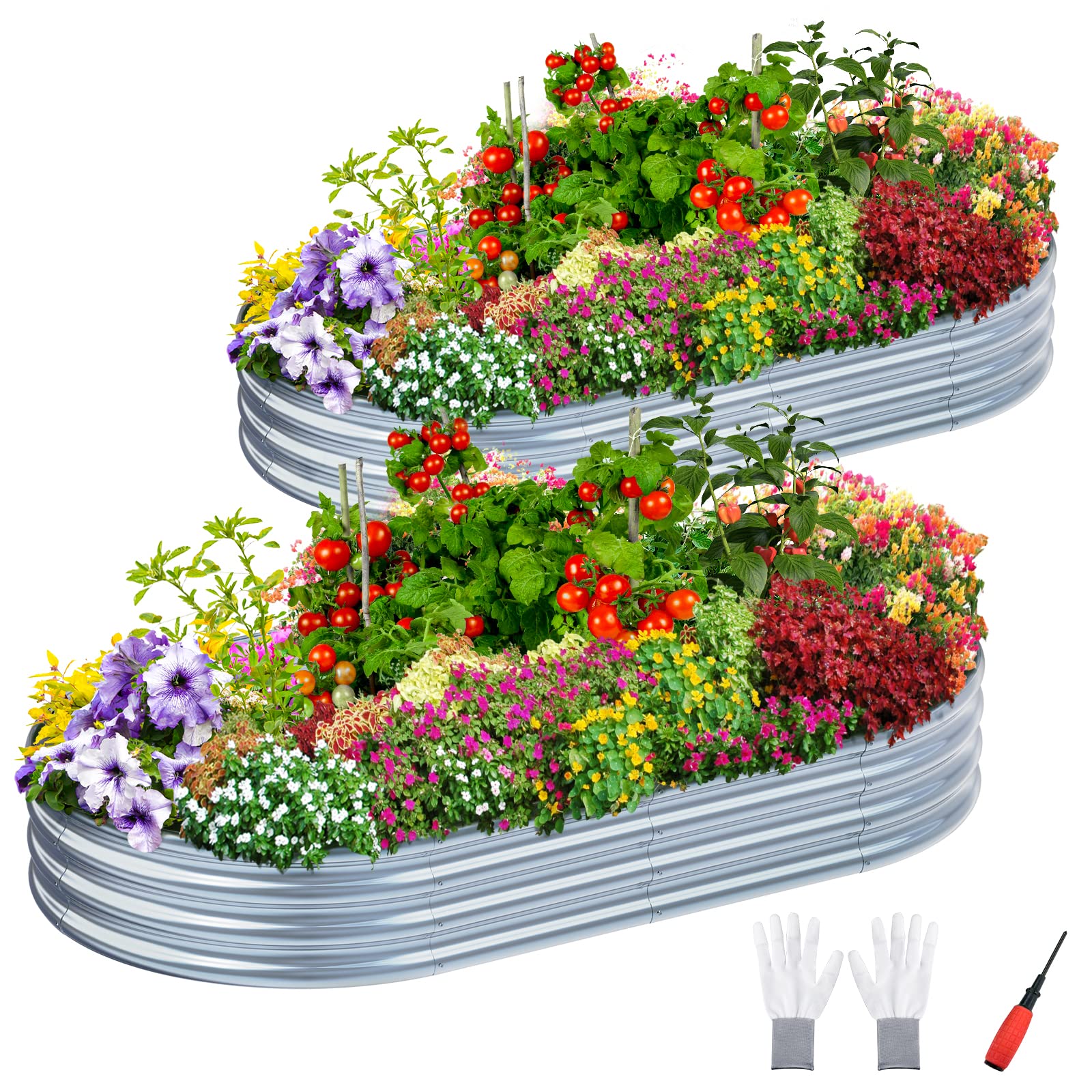 ornesign 2 Pack 6×3×1FT Premium Galvanized Raised Garden Bed Kit, Quick