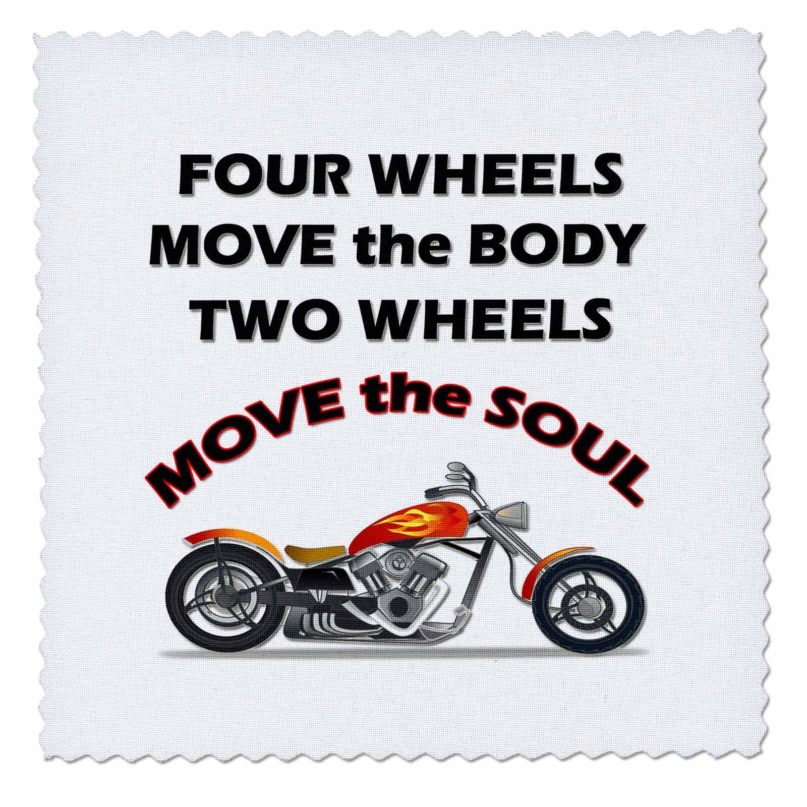 3dRose Four wheels move the body, two wheels move the soul. - Quilt Square, 12 by 12-inch (qs_220703_4)