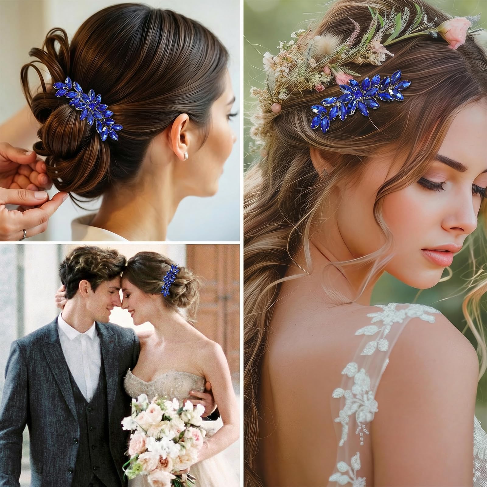 Ymapinc Peineta para el pelo con diamantes de imitación azules para mujer, para bodas, no y exquisita, regalo de cumpleaños para mujeres