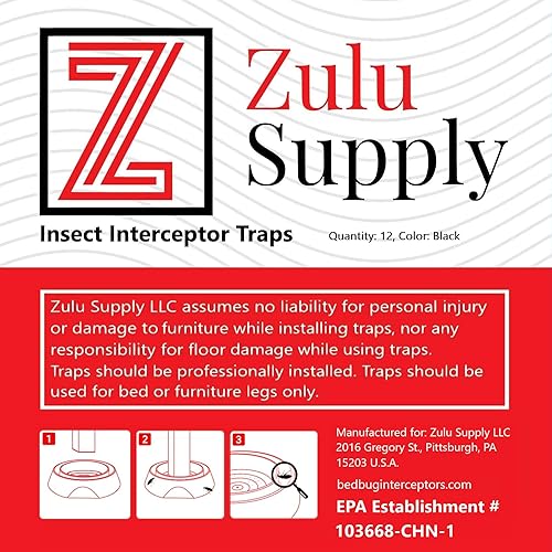 Miniatura 13 de Zulu Supply - Interceptores de insectos de cama, trampas, paquete de 8, color blanco, monitor de chinches, detector de insectos para patas de cama