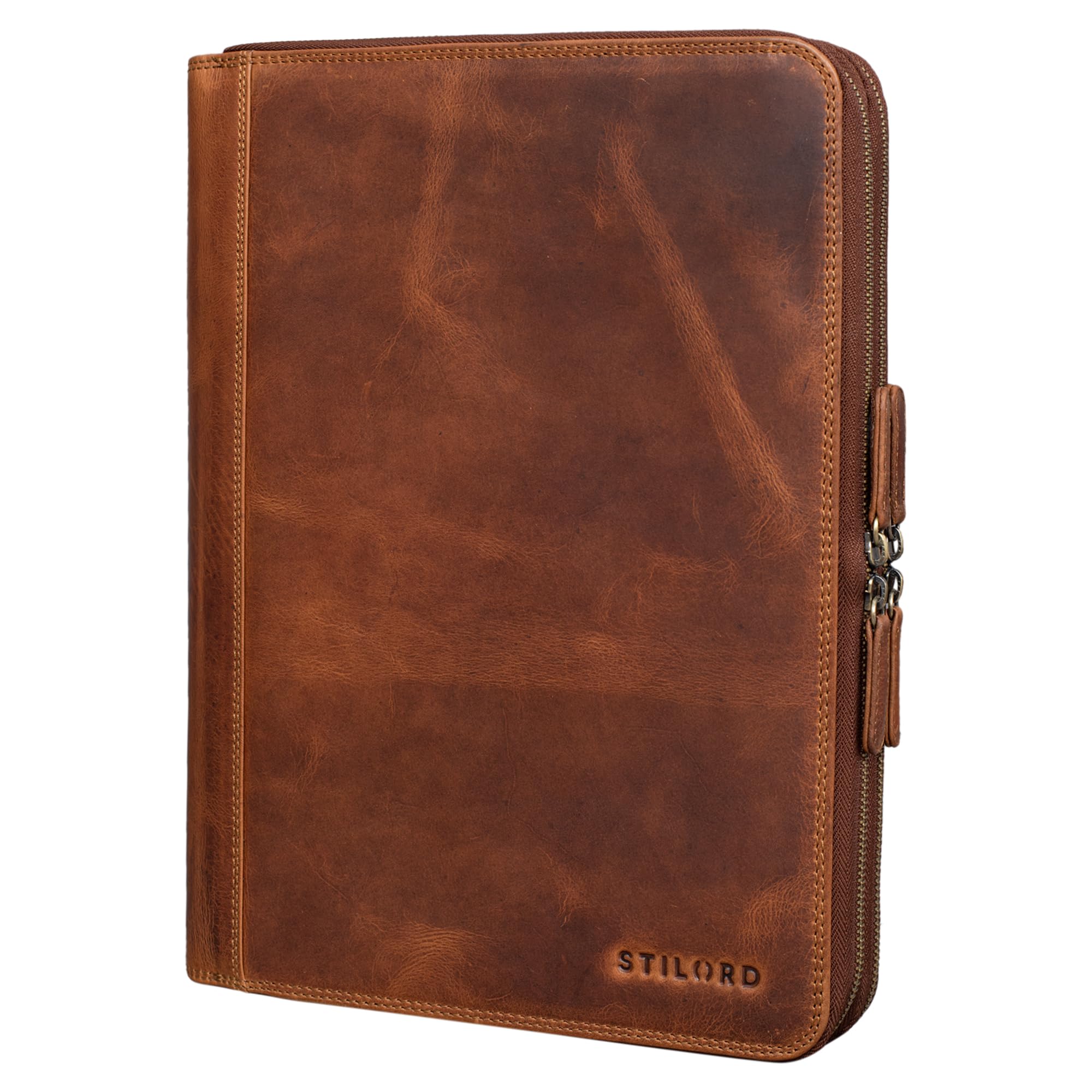STILORD 'Ferris' Leather Document Folder A4 XL Vintage Conference Folder for 13,3 inch Laptops MacBook PC Case Bag Organiser Notebook Genuine Leather