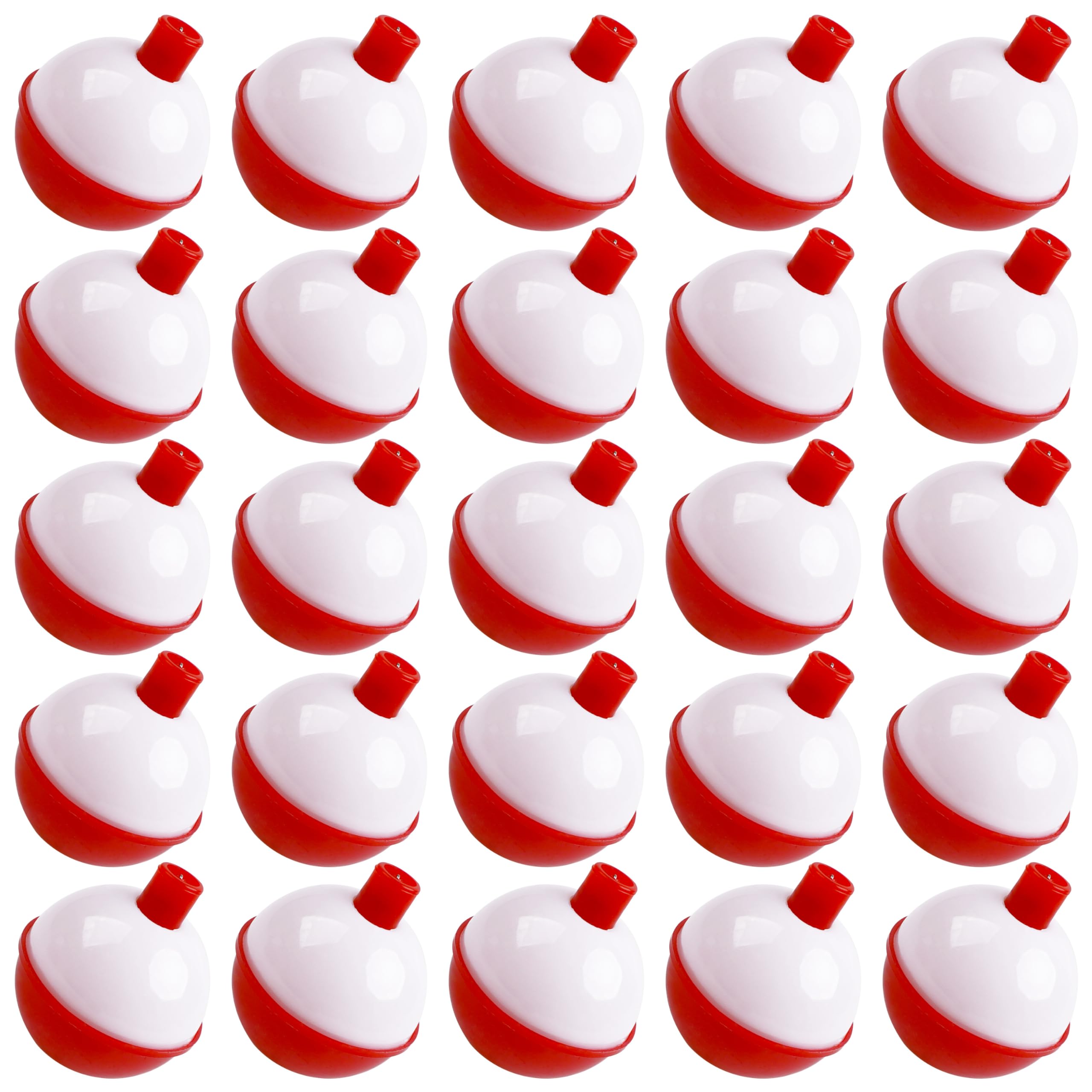 SILANON Fishing Bobbers Set Hard ABS Fishing Floats Bulk Snap on Round Bobbers for Fishing Push Button Fishing Bobbers Floats Assortment Red and White Buoy Floats 0.5-2.5inch