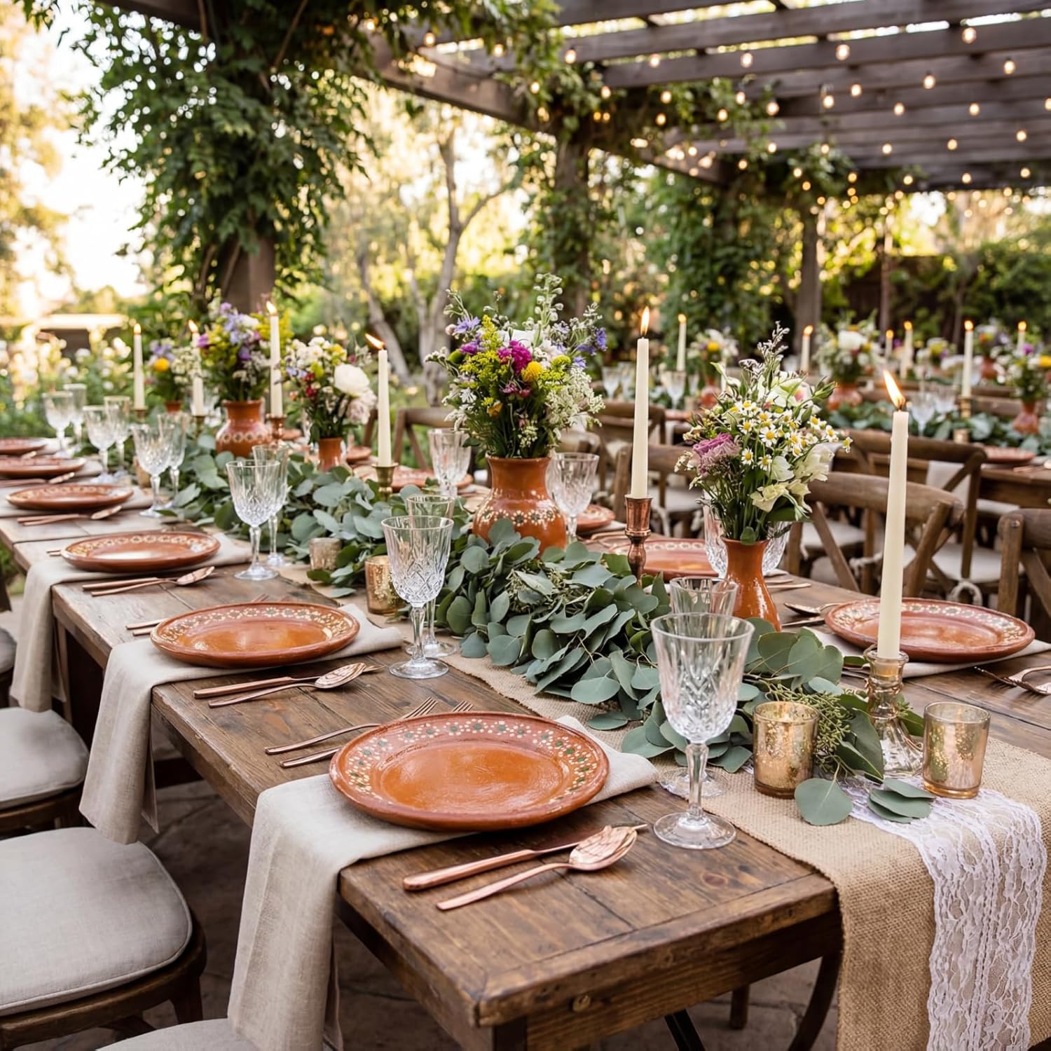 6 Pcs Mexican Talavera Pottery Plates - Folk Hand Painted Terracotta Art Dinnerware, Ceramic Display Plate for Mexican Decor, Cinco De Mayo Party Supplies, Ofrenda Gift for Art Lover(Round)