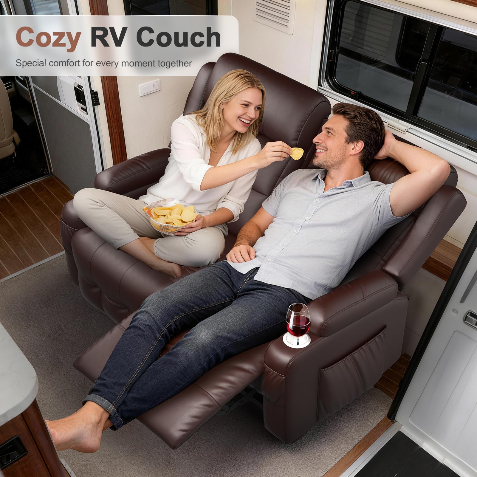Best Leather Loveseat Recliner Picks for 2026 1 Furgatti Reclining Loveseat, 55.1' RV PU Leather Wall Hugger Recliner Love Seats — product photo