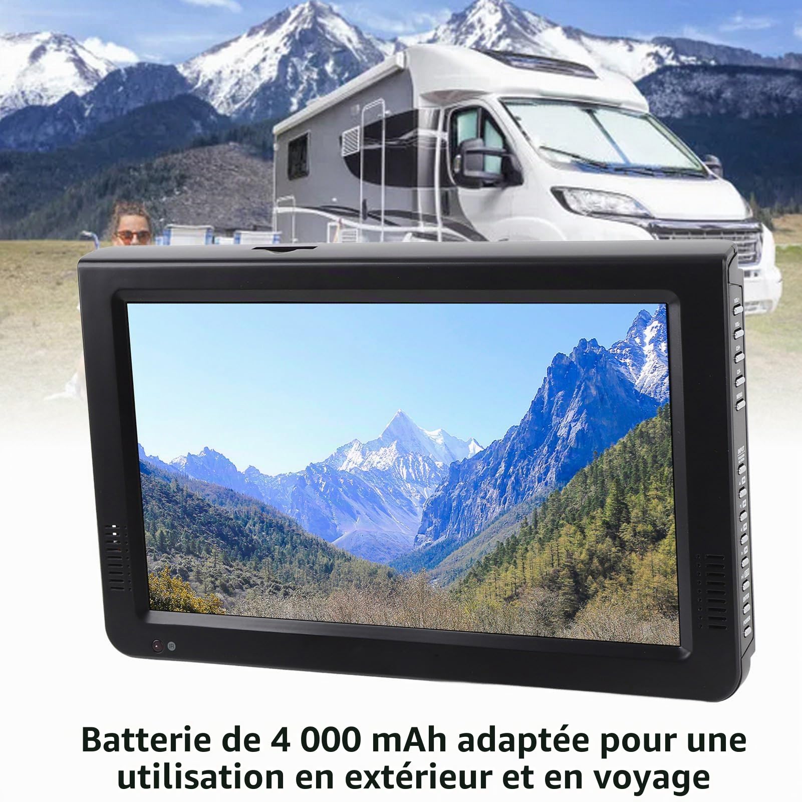 XUMIUZIY 10 "Small Portable TV, Télévision Numérique avec écran de Couleur LED, Batterie de 4000mAh, Tuner à Haute sensibilité, Port USB, Câble de Chargeur de Voiture à Aspiration, pour