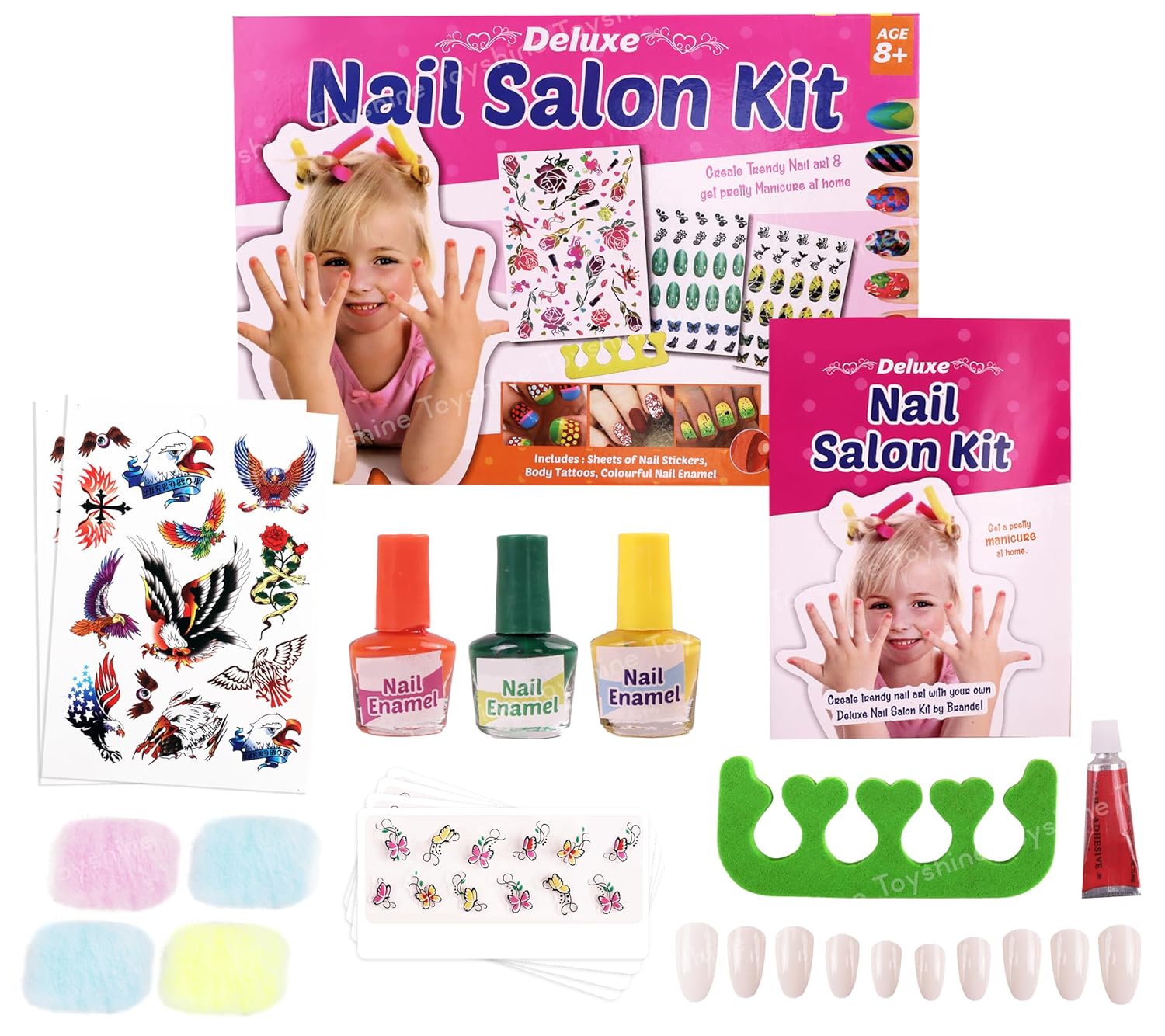 Toyshine Beauty Nail Salon Kit Pretend Nail Game Engagement Toy for Kids with Tattoos , Cosmetic Accessories & Portable Tray Glam Toys Birthday Gifts Toys for Girls Age 6+ Toyshine Beauty Nail Salon Kit Pretend Nail Game Engagement Toy for Kids with Tattoos , Cosmetic Accessories & Portable Tray Glam Toys Birthday Gifts Toys for Girls Age 6+