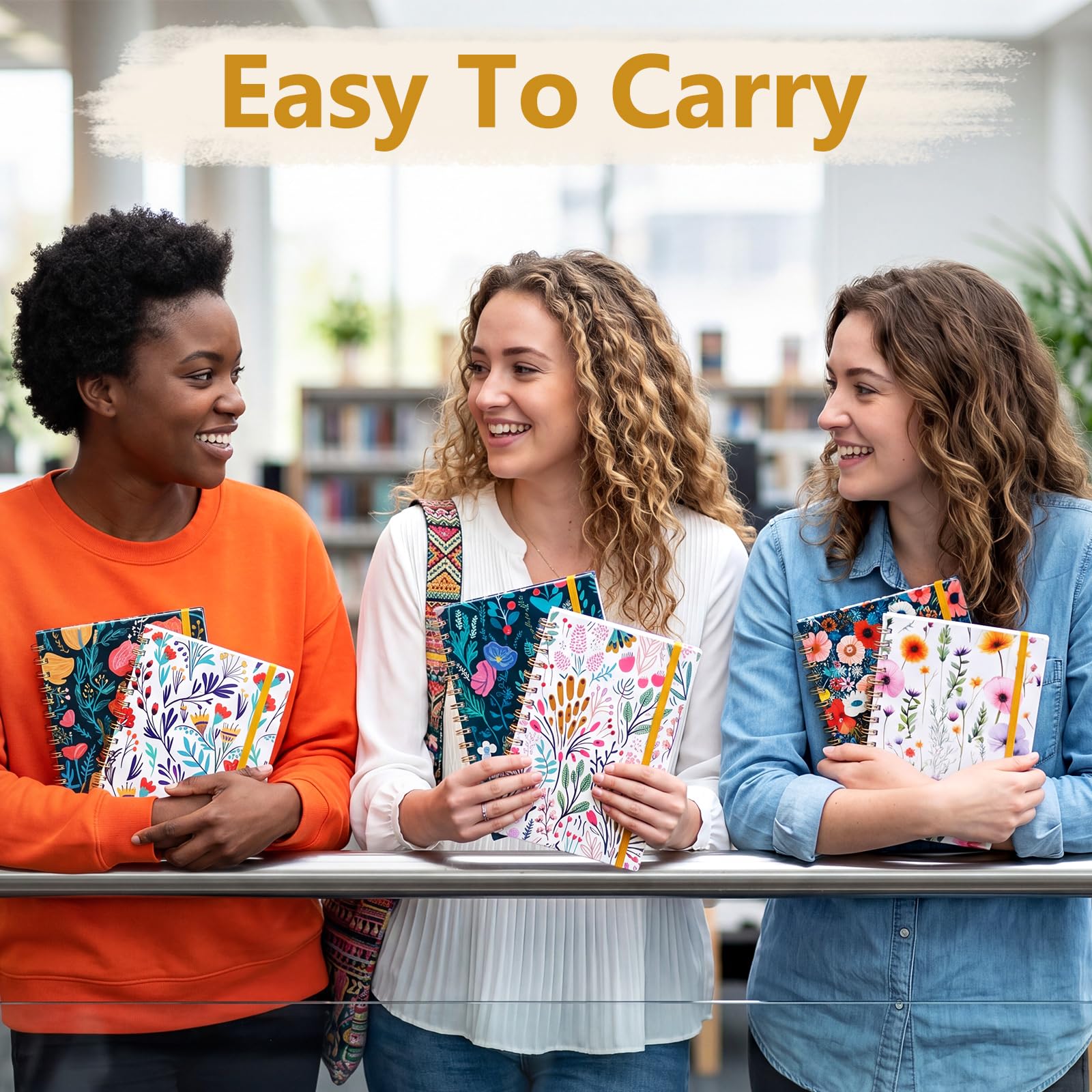 Resurhang Paquete de 6 cuadernos en espiral A5 con forro de tapa dura para mujer con 2 bolsillos, diario floral vintage con espiral, cuadernos rayados universitarios, 160 páginas y 80 hojas para el