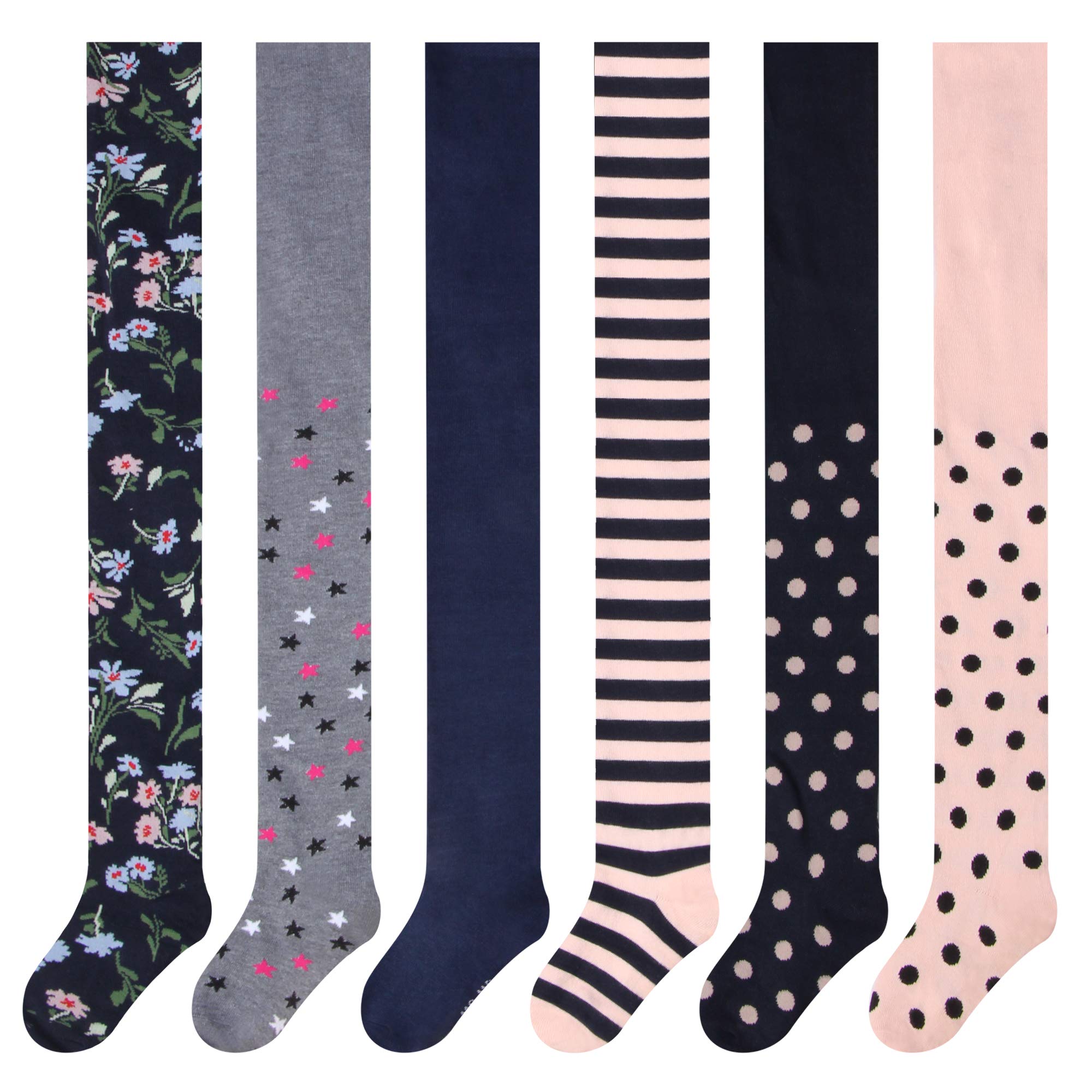 L&K-II 6er Kinder Strumpfhose Mädchen Strumpfhose Baby Strumpfhose für Mädchen Blumen Punkt Streifen Muster 6 Stück in Set 27257