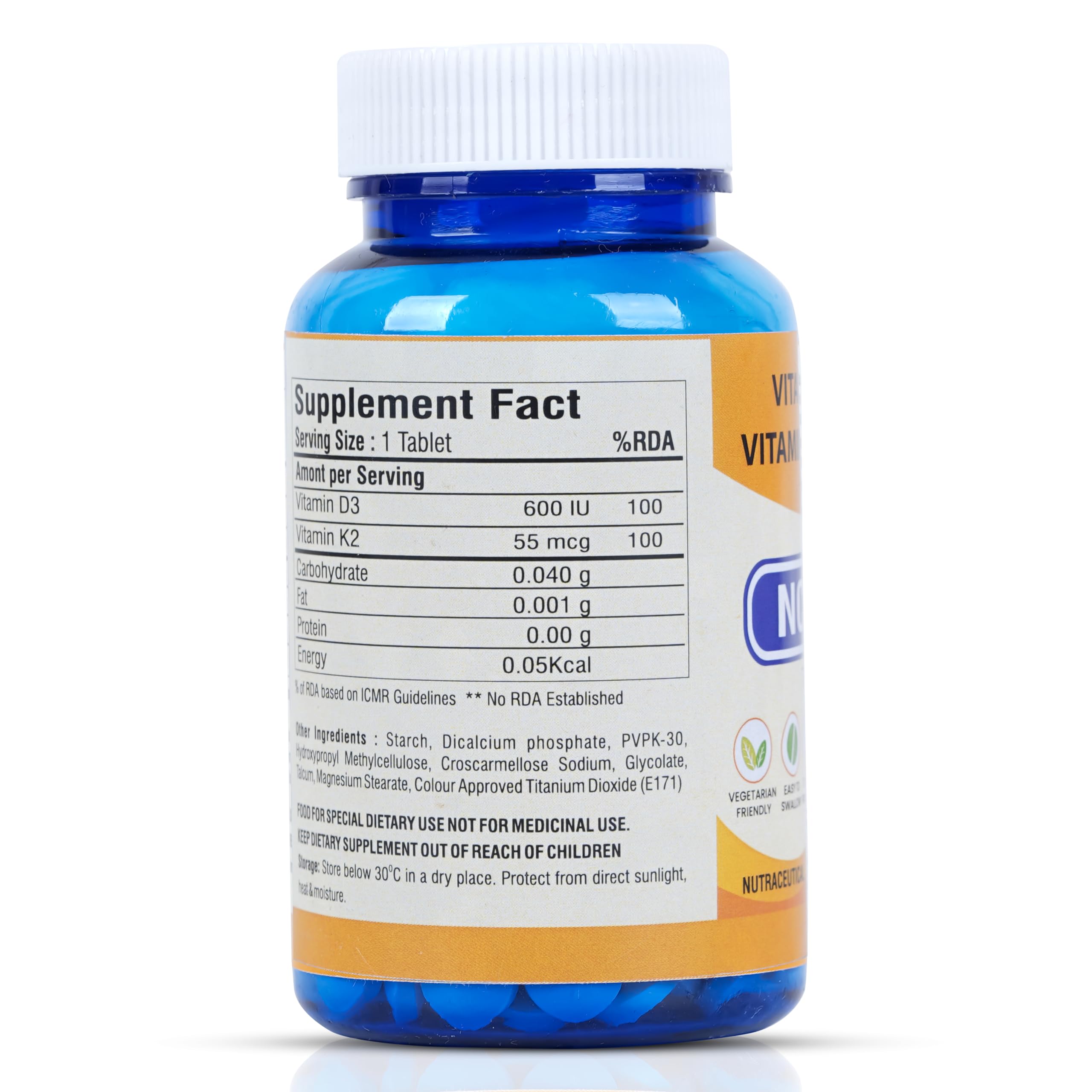 Nexchem NC D3 Vitamin D3 + K2 (MK-7) Tablets | 600 IU Vitamin D3 + 55 mcg K2 | Supports Bone, Heart Health & Immunity | 100% Vegetarian | 120 Tablets — Amazon image 8