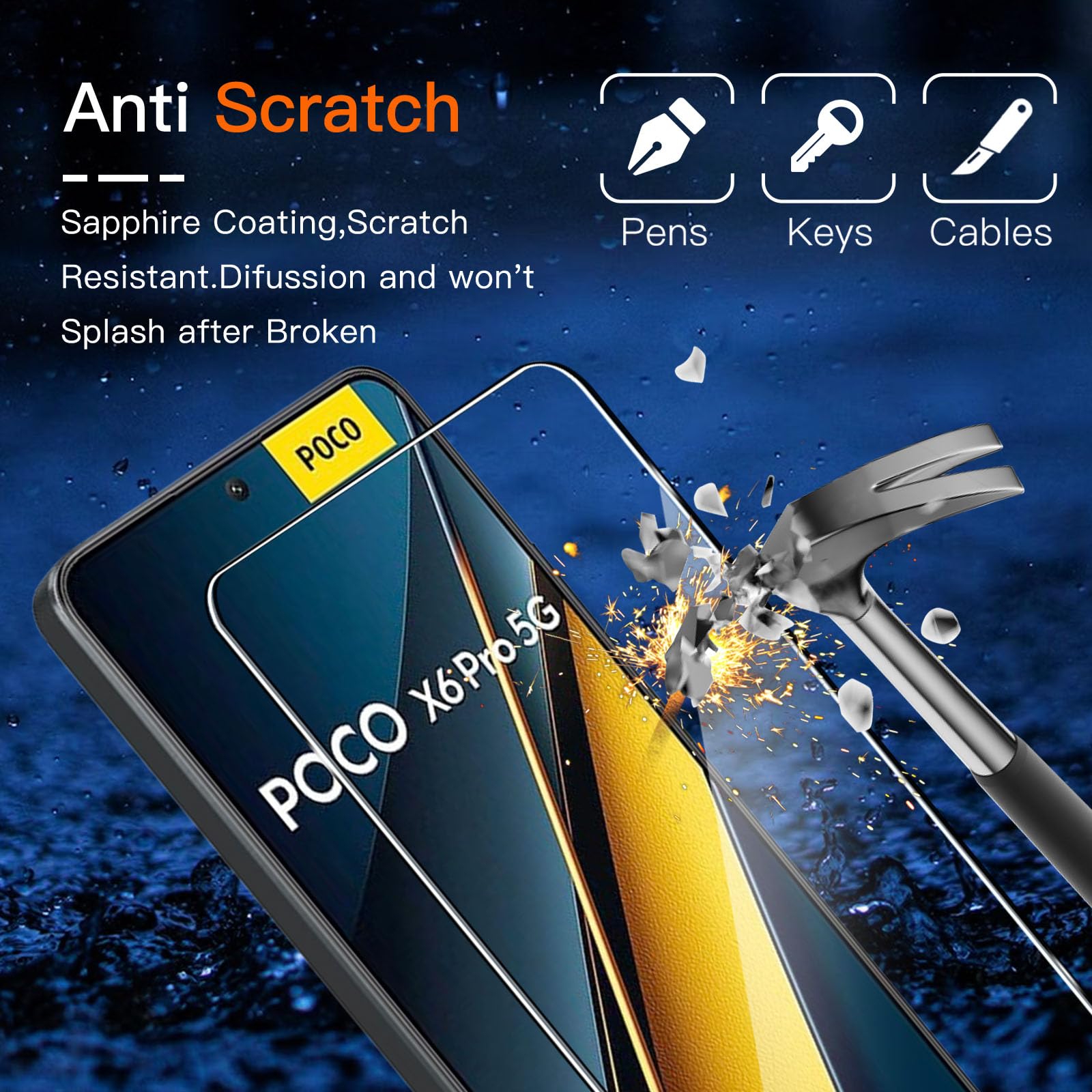 Vetro Temperato Per Xiaomi Poco X6 5G E X6 Pro - 3 Pezzi, Anti-Graffio 9H, Trasparente, Facile Applicazione - Foto 9