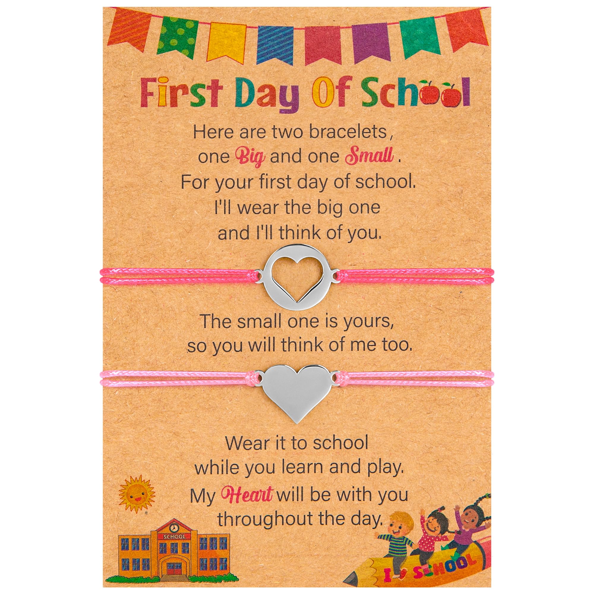 EOBOH First Day of School Bracelet Mommy and Me, Prek Matching Wish Bracelets Set, Adjustable Bracelet for Boys Girls Gifts Stuff Bulk