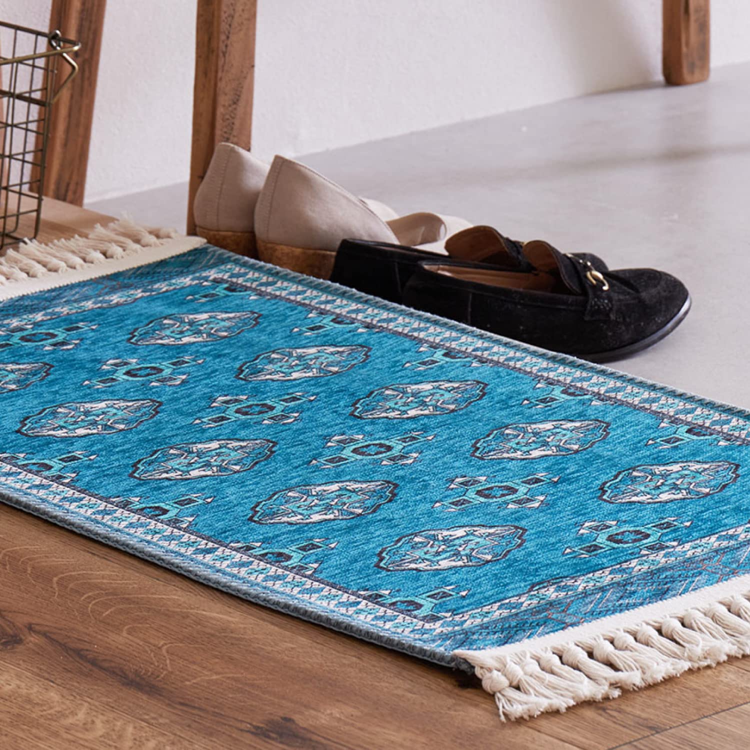 Amazon.co.jp: 萩原 玄関マット 室内 屋内 ターコイズ 約45×75cm